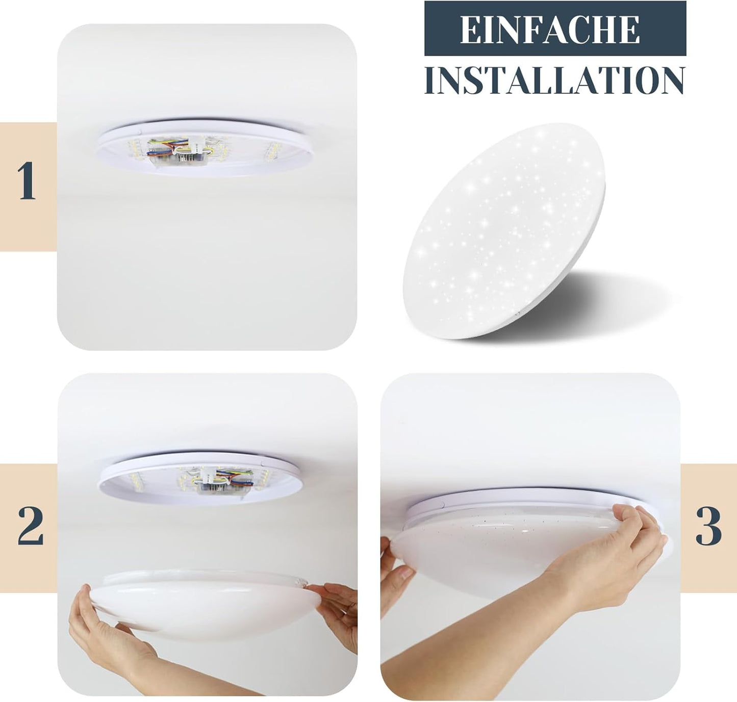 ZMH Deckenlampe LED Deckenleuchte Schlafzimmer - Küchenlampe Decke Kinderzimmerlampe Sternhimmel Ø25cm Neutralweiß 12W 4000K Deckenbeleuchtung Flur Rund Flurlampe für Kinderzimmer Wohnzimmer