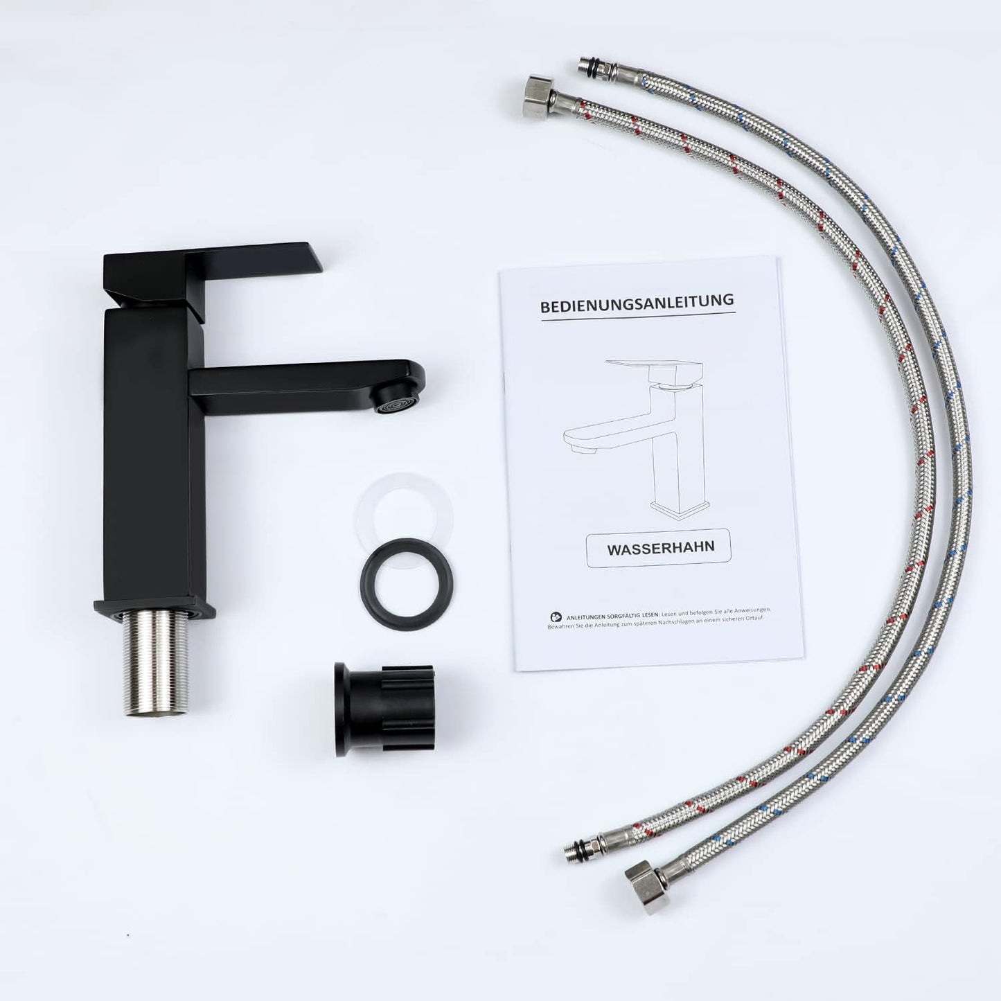 Wasserhahn Bad Waschtischarmatur Waschbecken: Armatur Schwarz Warm- und Kaltwasserhahn Badezimmer Mischbatterie Hochdruck Waschtischwasserhahn Einhebelmischer Badarmatur f¨¹r Garten K¨¹che