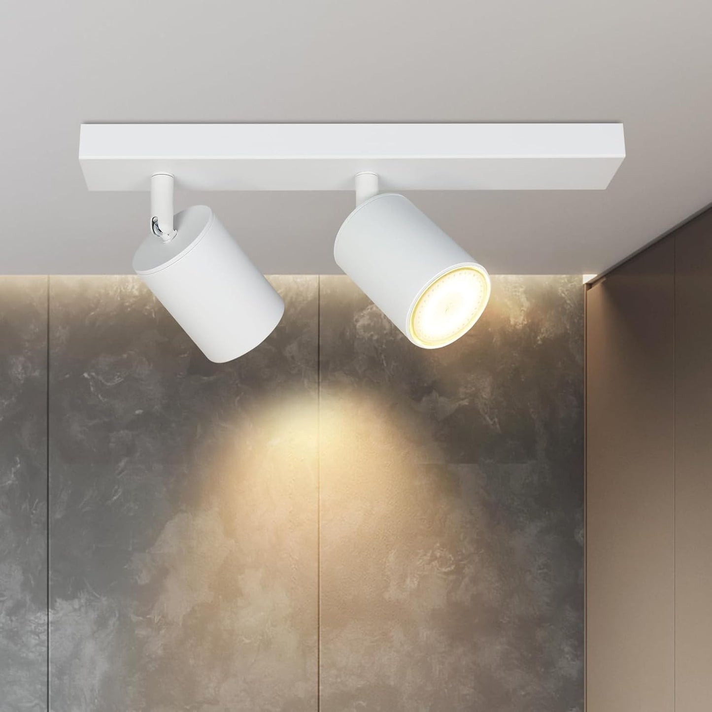 ZMH Deckenstrahler 2 Flammig Deckenlampe Wohnzimmer: Modern Deckenleuchte Strahler GU10 Wei? Flur Innen Deckenspot K¨¹chenlampe Schwenkbar LED Spot f¨¹r Schlafzimmer K¨¹che Ohne Leuchtmittel