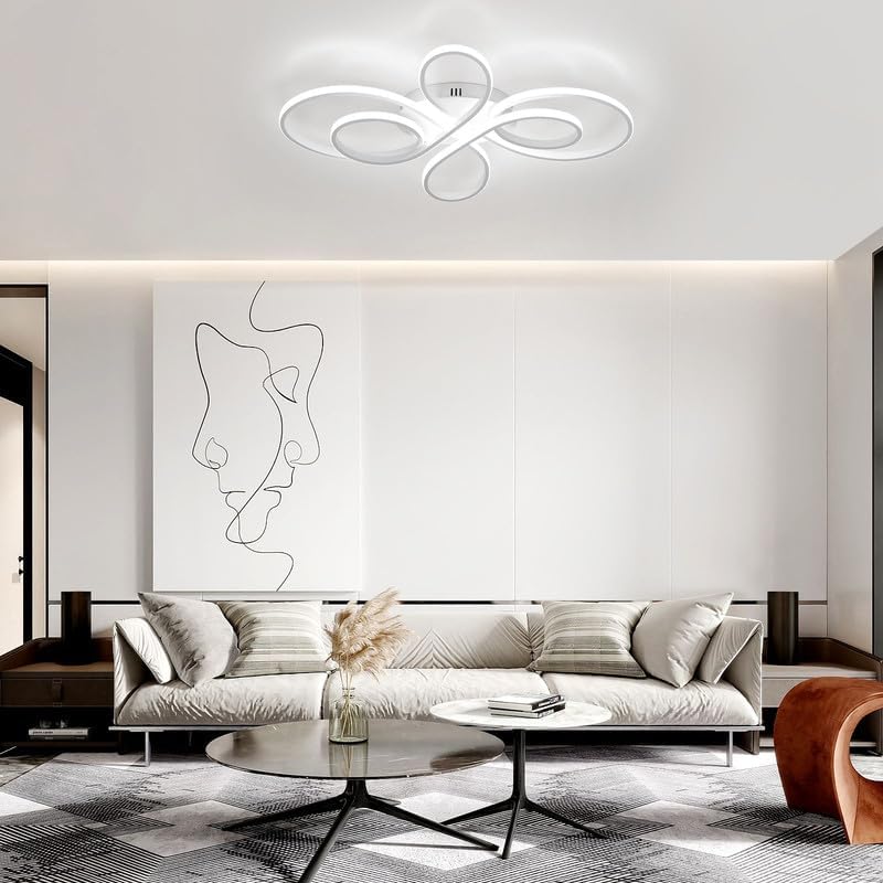 ZMH LED Deckenlampe Deckenleuchte Wohnzimmer - Wohnzimmerlampe Weiß Modern Design 65W Dimmbar mit Fernbedienung in Schmetterlingforming Deckenbeleuchtung für Schlafzimmer Esszimmer Arbeitszimmer
