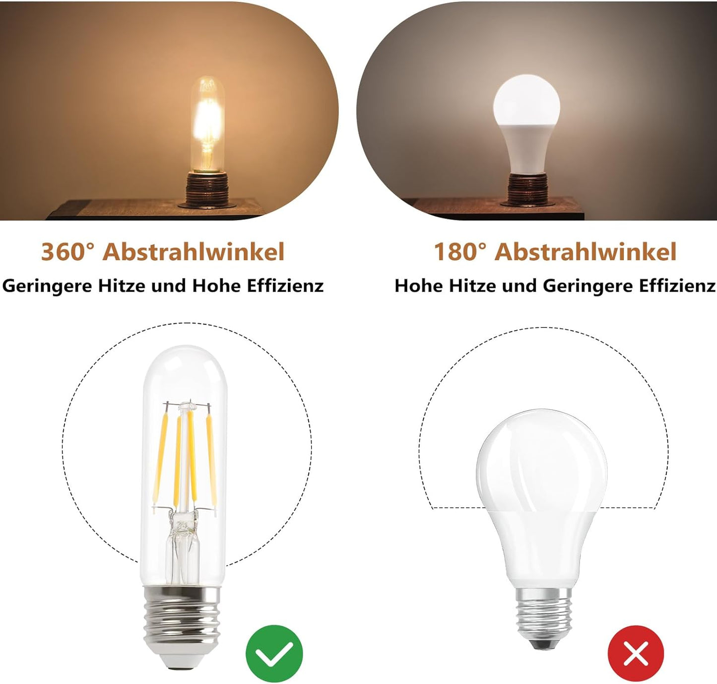 ZMH Gl¨¹hbirne E27 LED Warmweiss - 6er Pack - T30 LED Lampe 4W Edison Vintage Leuchtmittel 2700K Warmwei? Licht Birne Retro Filament Energiesparlampe E27 Sockel Nicht Dimmbar Light Bulbs