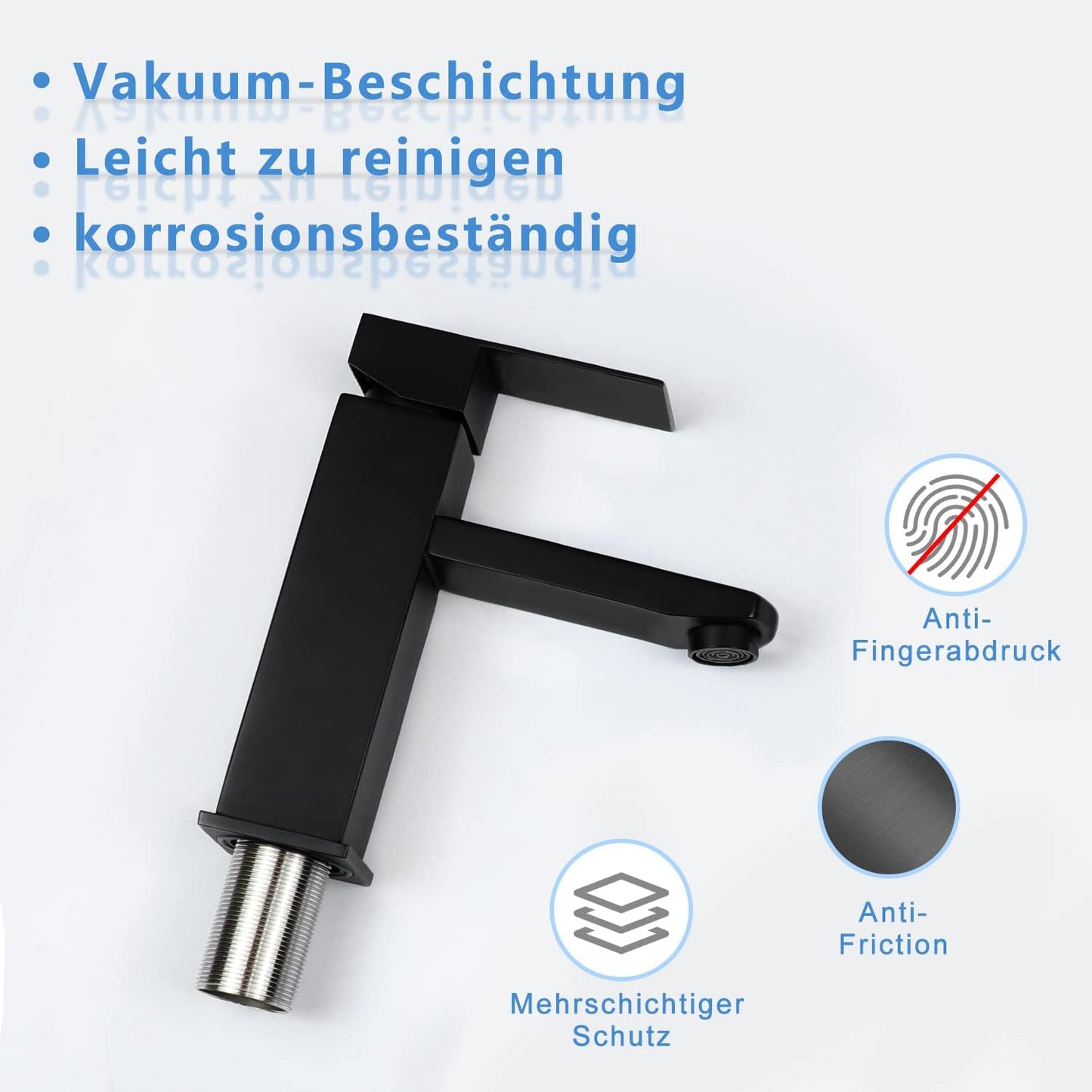 Wasserhahn Bad Waschtischarmatur Waschbecken: Armatur Schwarz Warm- und Kaltwasserhahn Badezimmer Mischbatterie Hochdruck Waschtischwasserhahn Einhebelmischer Badarmatur f¨¹r Garten K¨¹che