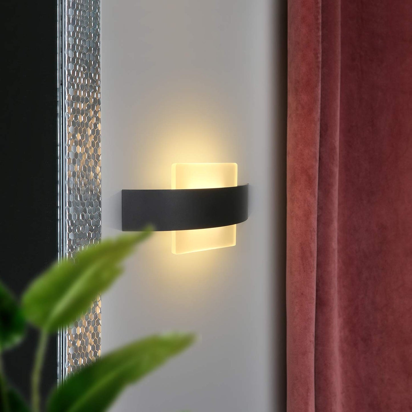 ZMH LED Wandleuchte Innen Wandlampe Wohnzimmer - Flurlampe 23.5CM Schlafzimmer Acryl Bettlampe 3000K Warmwei? 6W Schwarz Nachtlampe Modern Flur f¨¹r Hotel Arbeitszimmer Treppenhaus K¨¹che Badezimmer