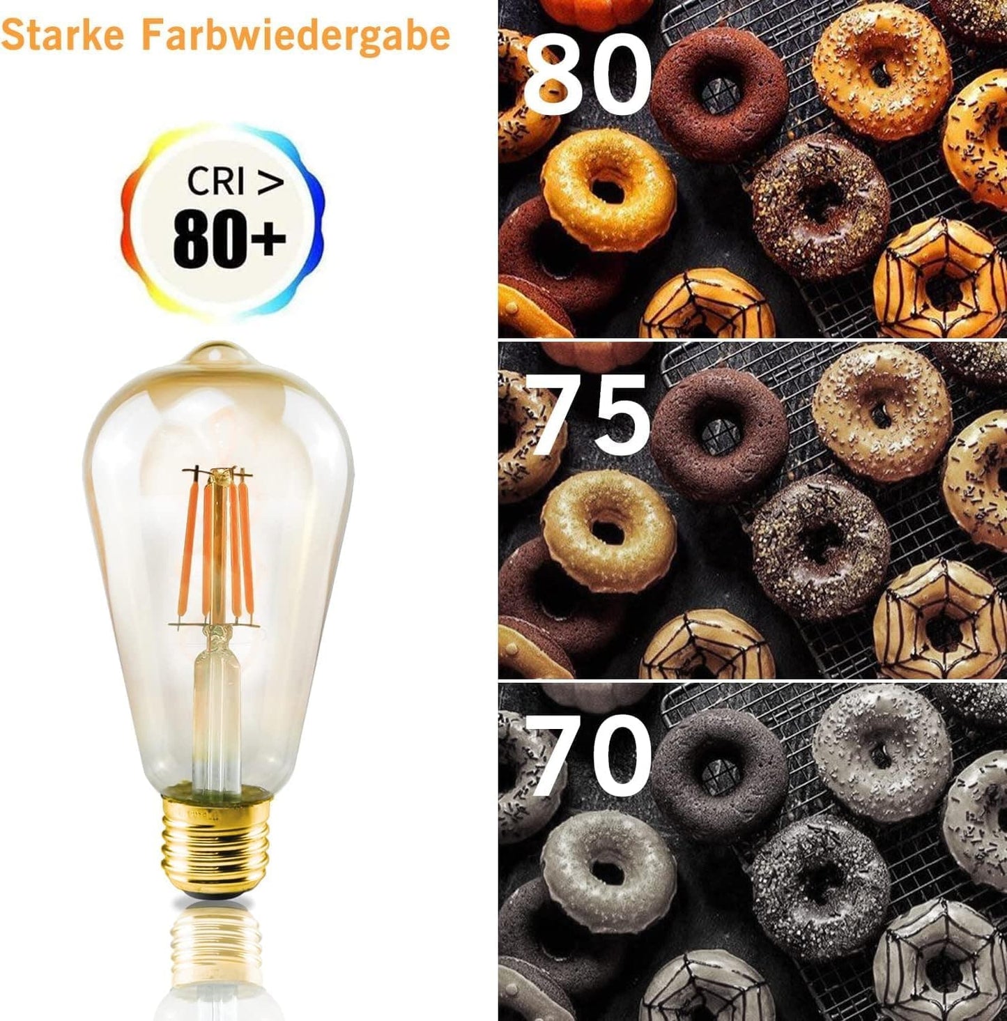 ZMH 6x LED Vintage Edison Gl¨¹hbirne E27 4W Retro Gl¨¹hlampe ST64 Leuchtmittel LED Filament Dekorative Lampen 2700K Warmwei? Licht Antike Beleuchtung f¨¹r Haus Caf¨¦ Bar Restaurant ZMH-Lichtstein