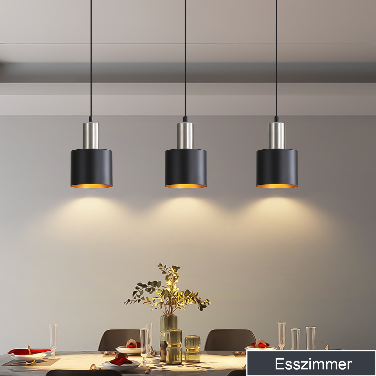 H?ngelampe Esstisch Pendelleuchte E27 Schwarz - H?ngeleuchte Retro Schlafzimmerlampe Nachttisch H?henverstellbar K¨¹chenlampe H?ngend Esszimmerlampe Vintage Industrial Ohne Leuchtmittel