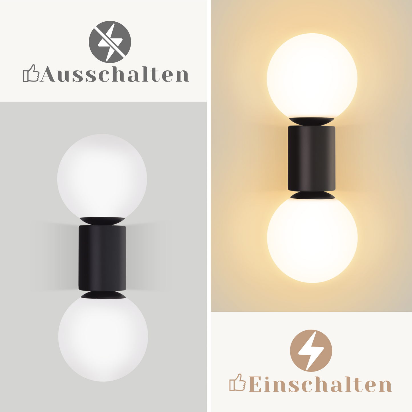 Wandleuchte Badezimmer Vintage Wandlampe innen: Wandbeleuchtung Glas in Wei? Schwarz Wandstrahler 2 flammig Max. 25W G9 Retro Wandspots f¨¹r Schlafzimmer Wohnzimmer K¨¹che (Ohne Leuchtmittel)