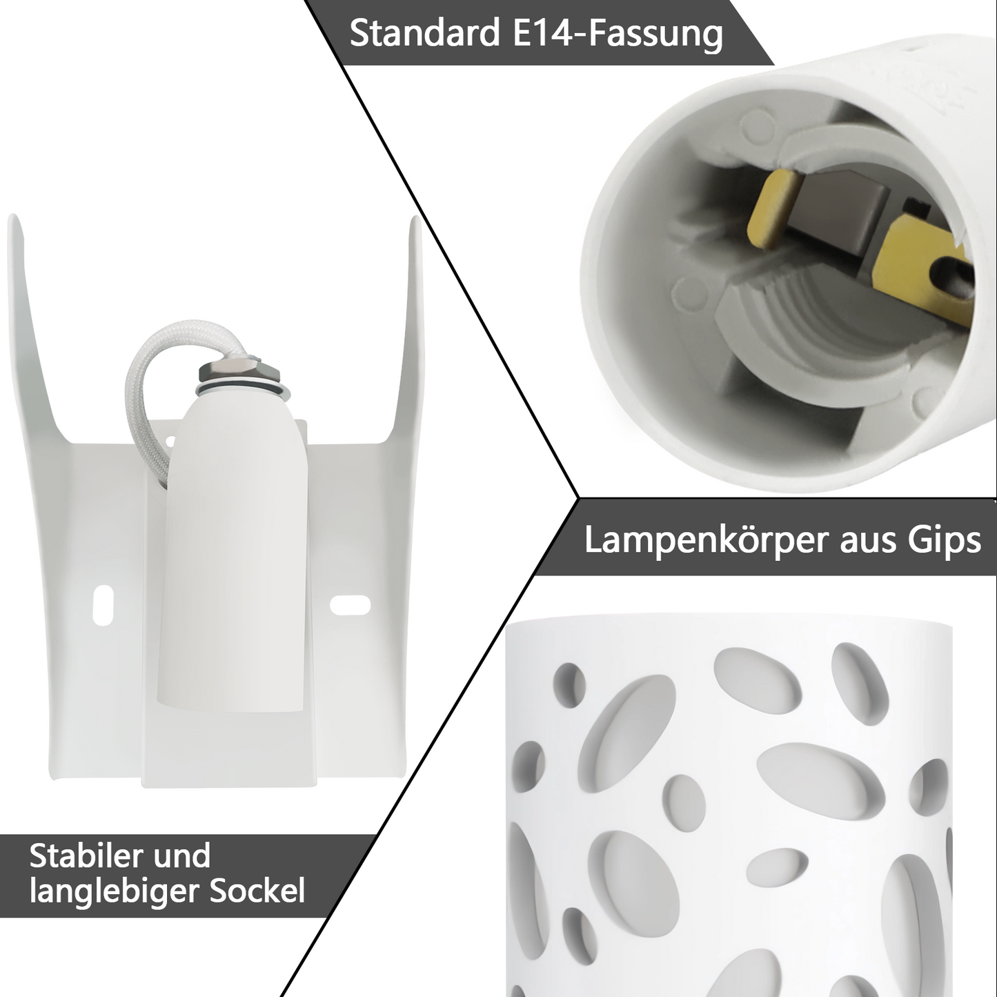 ZMH Wandleuchte Innen Wandlampe Flur - Up and Down Leuchten Modern Design Wandleuchten E14 Flurlampe Wei? Gipsleuchte Treppenhaus Wandlicht f¨¹r Wohnzimmer K¨¹che - Ohne Leuchtmittel