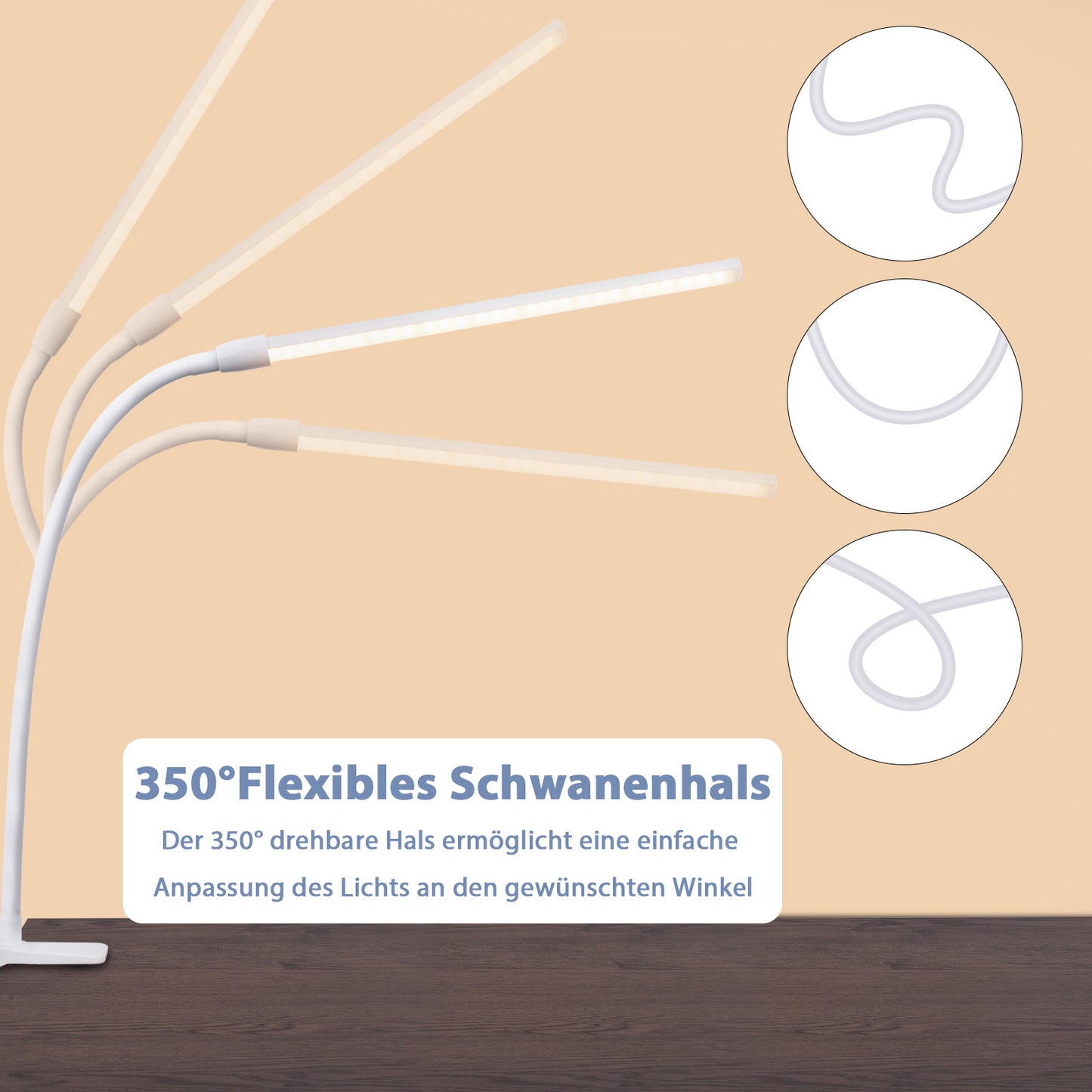 ZMH Schreibtischlampe LED Klemmbar - Wei? Tageslichtlampe Schreibtisch Lampe mit 3 Farbtemperatur und 5 Helligkeitsstufen Tischleuchte USB B¨¹rolampe 5W Arbeitsplatzleuchte Klemmlampe f¨¹r B¨¹ro