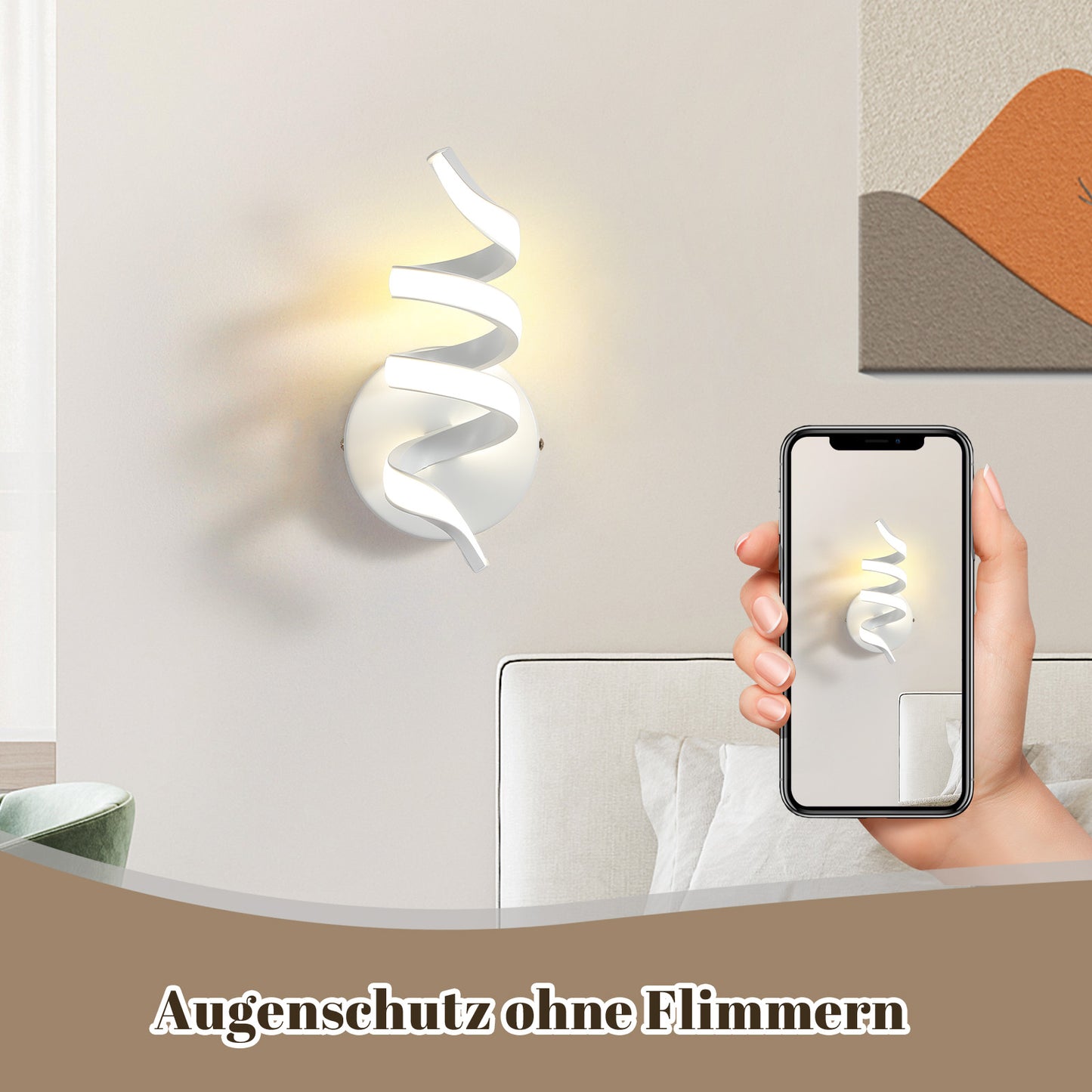 ZMH Wandleuchte Innen LED Wandlampe: Treppenhaus Wohnzimmer Schlafzimmer Flur Modern Design Wand Lampe 7W Wei? Wandleuchten Badezimmer Warmwei? 3000K