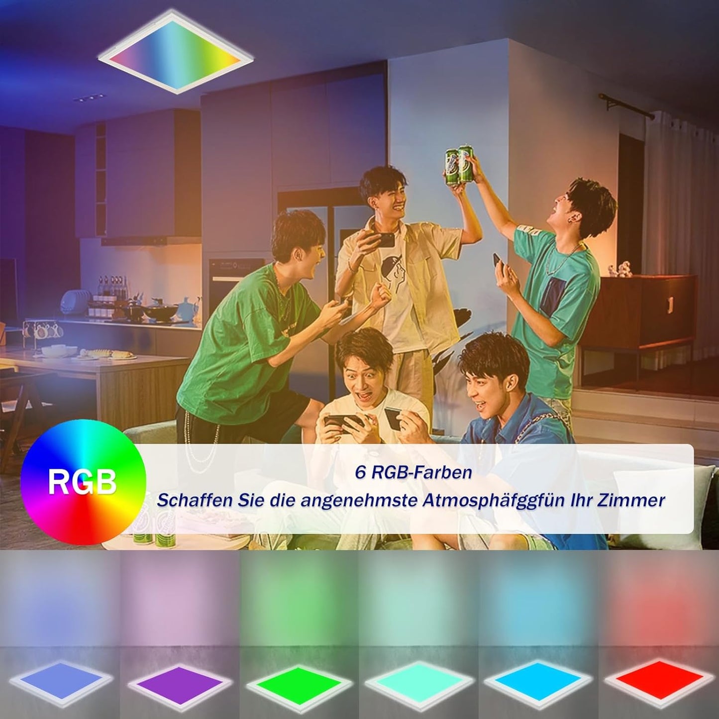 ZMH LED Deckenleuchte RGB Farbwechsel - Deckenlmape Dimmbar 24W Wei? mit Fernbedienung Eckig Deckenbeleuchtung Hintergrundbeleuchtung ?45CM f¨¹r Wohnzimmer Schlafzimmer K¨¹che Kinderzimmer