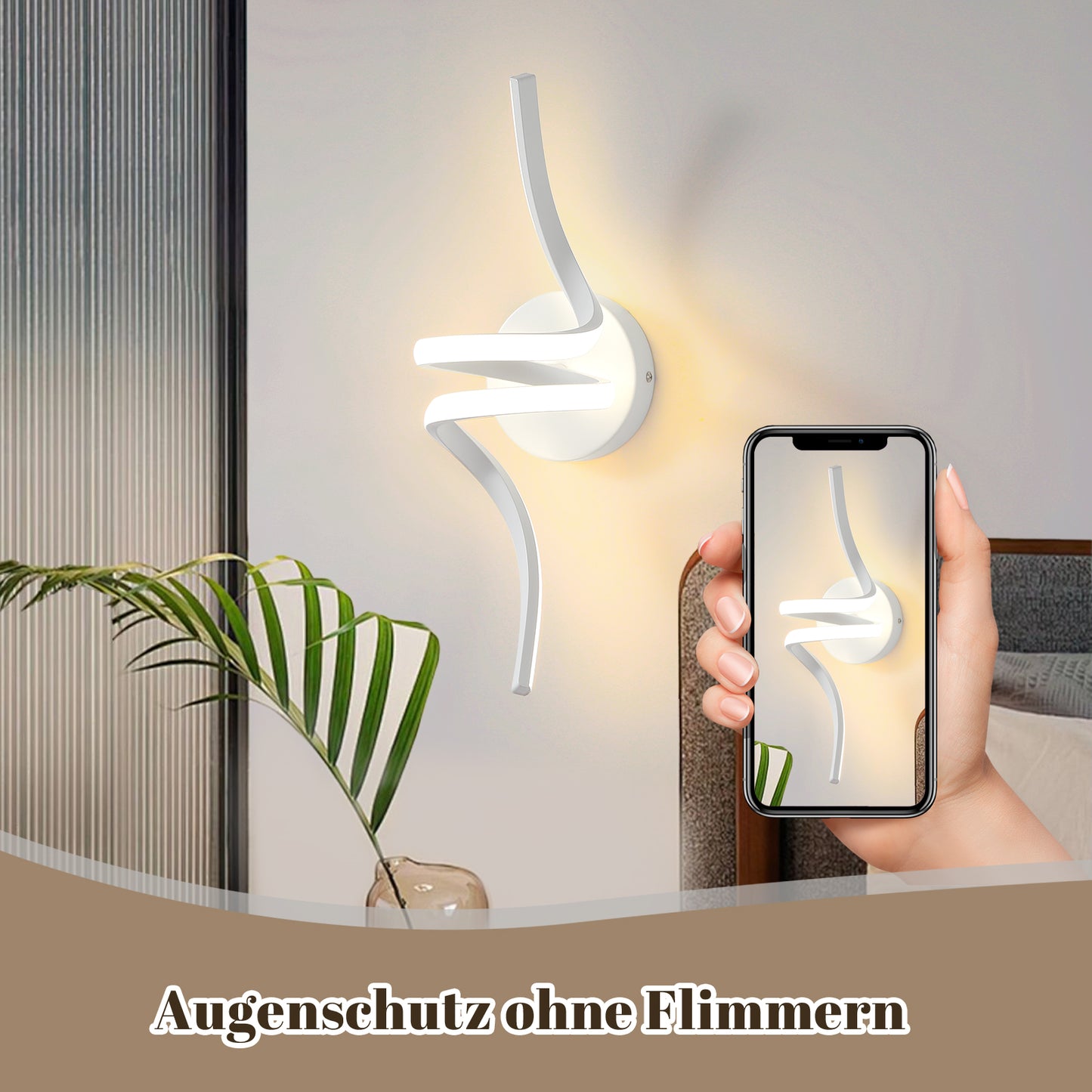 ZMH Wandlampe Innen LED Wandleuchte Modern: Wand Lampe f¨¹r Treppenhaus Flur Wohnzimmer Schlafzimmer Balkon Wei? Design Aluminium Wandbeleuchtung - 7W Warmwei? 3000K