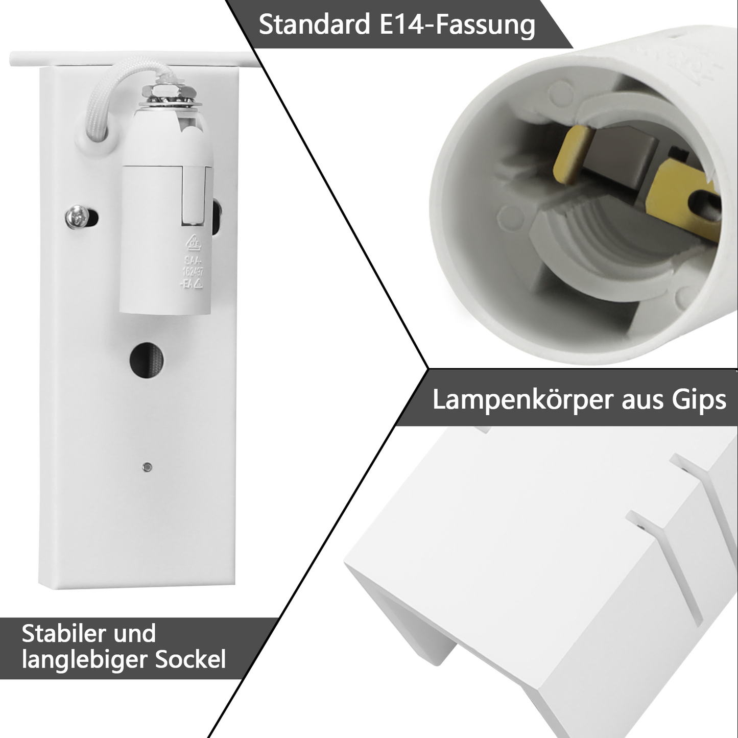 ZMH Wandleuchte Innen Wandlampe Up Down - Modern Design Flur Wandlampen E14 Treppenhaus Beleuchtung Wei? Gipsleuchte Wandbeleuchtung f¨¹r Schlafzimmer Kinderzimmer - Ohne Leuchtmittel