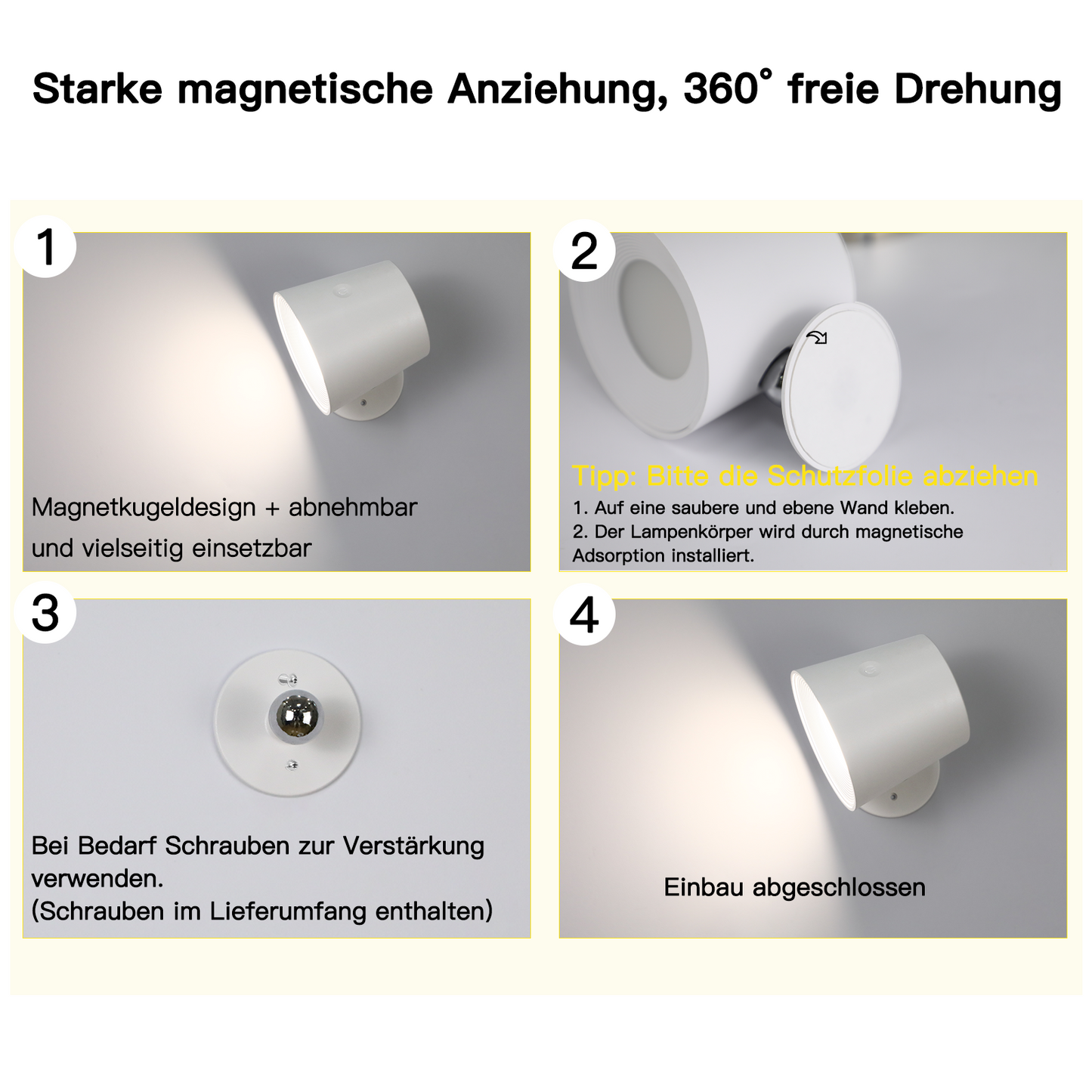 ZMH Wandleuchte Innen Ohne Stromanschluss: LED Wandlampe mit Schalter Akku Leselampe Wei? Kabellos Wandbeleuchtung Touch Dimmbar Wandlicht Batteriebetrieben Wandstrahler f¨¹r Schlafzimmer Flur