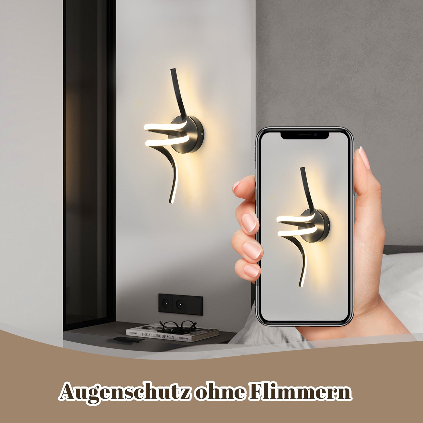 ZMH Wandlampe Innen LED Wandleuchte Schwarz: Wand Lampe f¨¹r Treppenhaus Flur Wohnzimmer Schlafzimmer Balkon Modern Design Aluminium Wandbeleuchtung - 7W Warmwei? 3000K