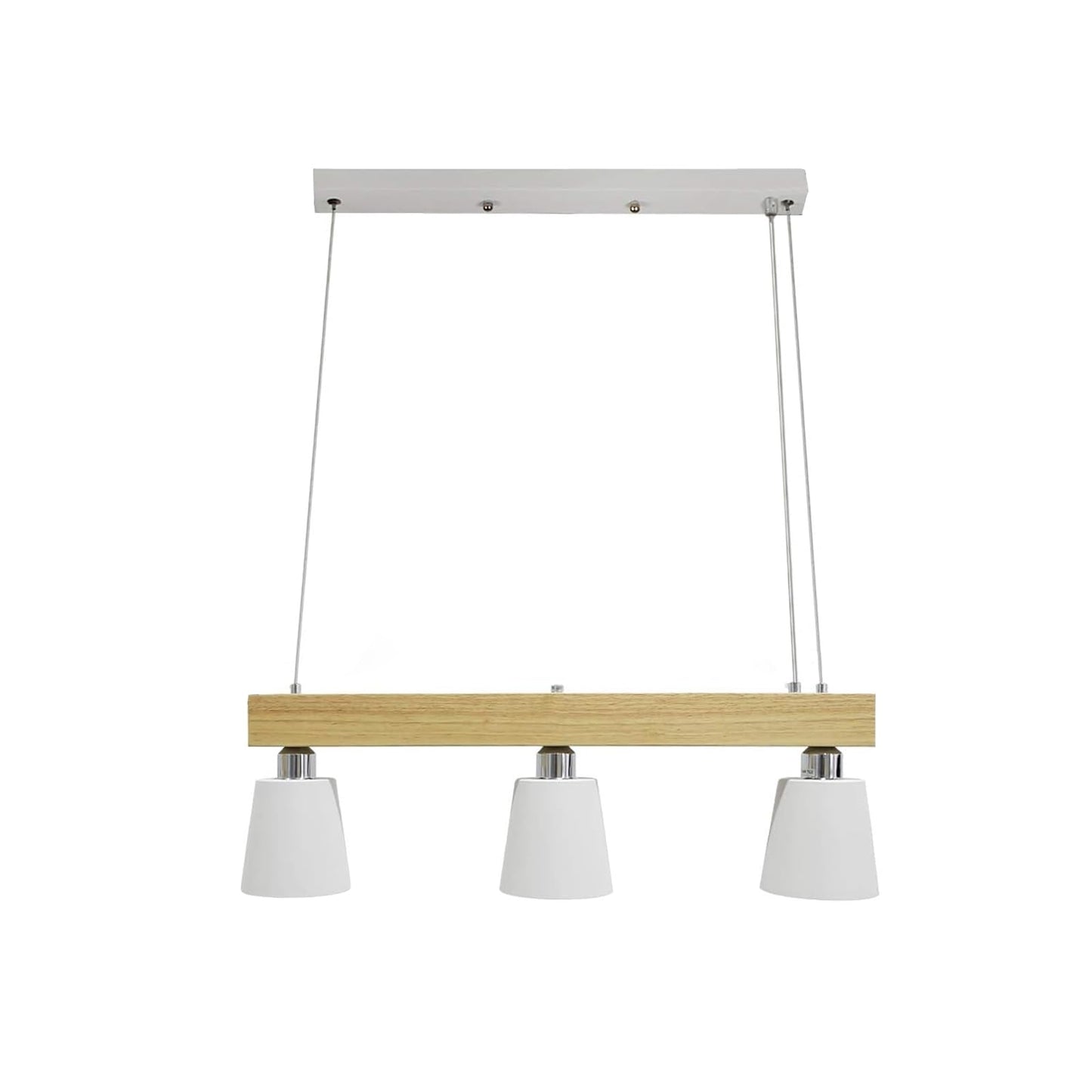 ZMH Pendelleuchte Esstisch Holz H?ngelampe 3 Flammig Warmwei? Vintage H?henverstellbar Esstischlampe H?ngend f¨¹r Esszimmer Wohnzimmer B¨¹ro Schlafzimmer K¨¹che boho - Wei? - E27 MAX.25W, 70x14x23CM
