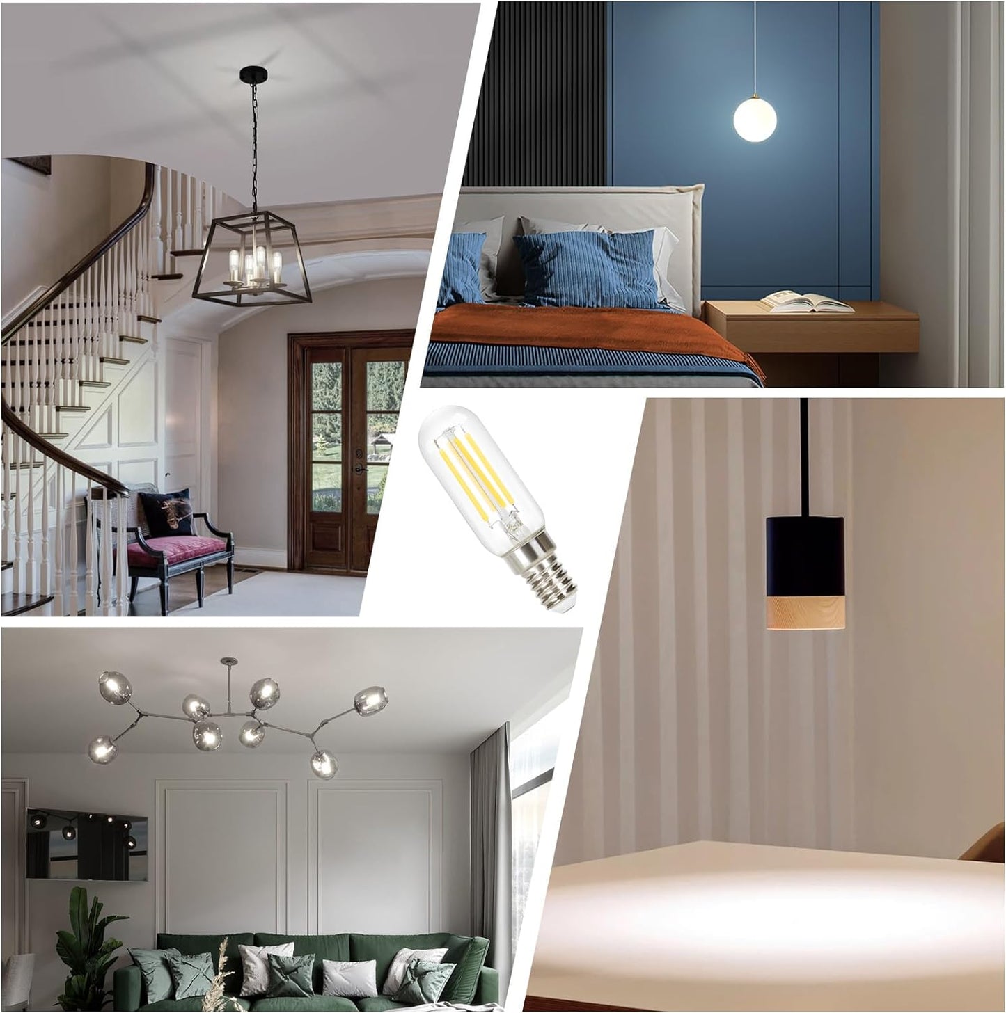 ZMH E14 LED Kaltwei? Gl¨¹hbirnen Vintage - T25 LED Leuchtmittel Lampe 6000K E14 Birnen 4W Energiesparlampe Light Bulbs Edison Gl¨¹hlampen Filament Dunstabzugshaube Glas 360¡ã Abstrahlwinkel 4 St¨¹ck
