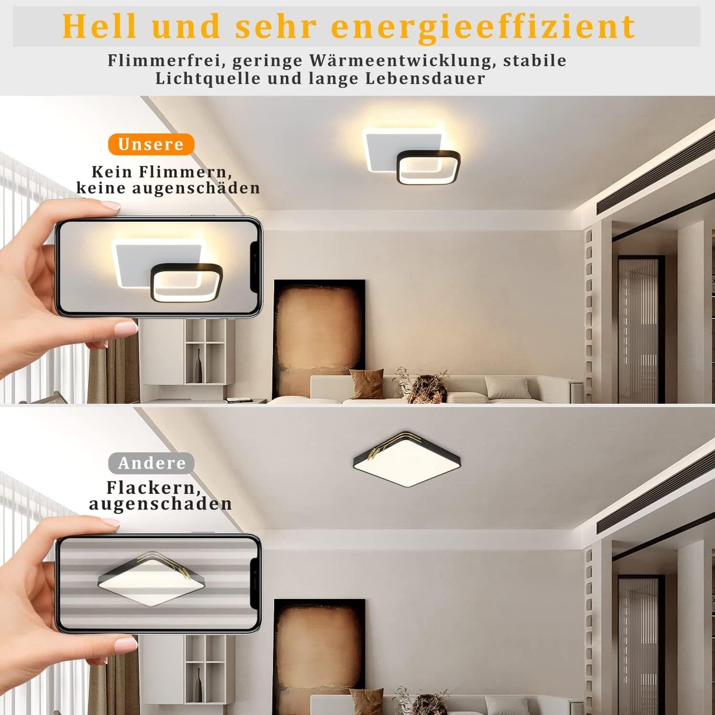ZMH LED Deckenlampe Schlafzimmer Deckenleuchte - 3000K Warmwei? Schlafzimmerlampe 15W Acryl Modern Wohnzimmerlampe Rund Schwarz Design Deckenbeleuchtung f¨¹r Wohnzimmer Esszimmer K¨¹che Flur
