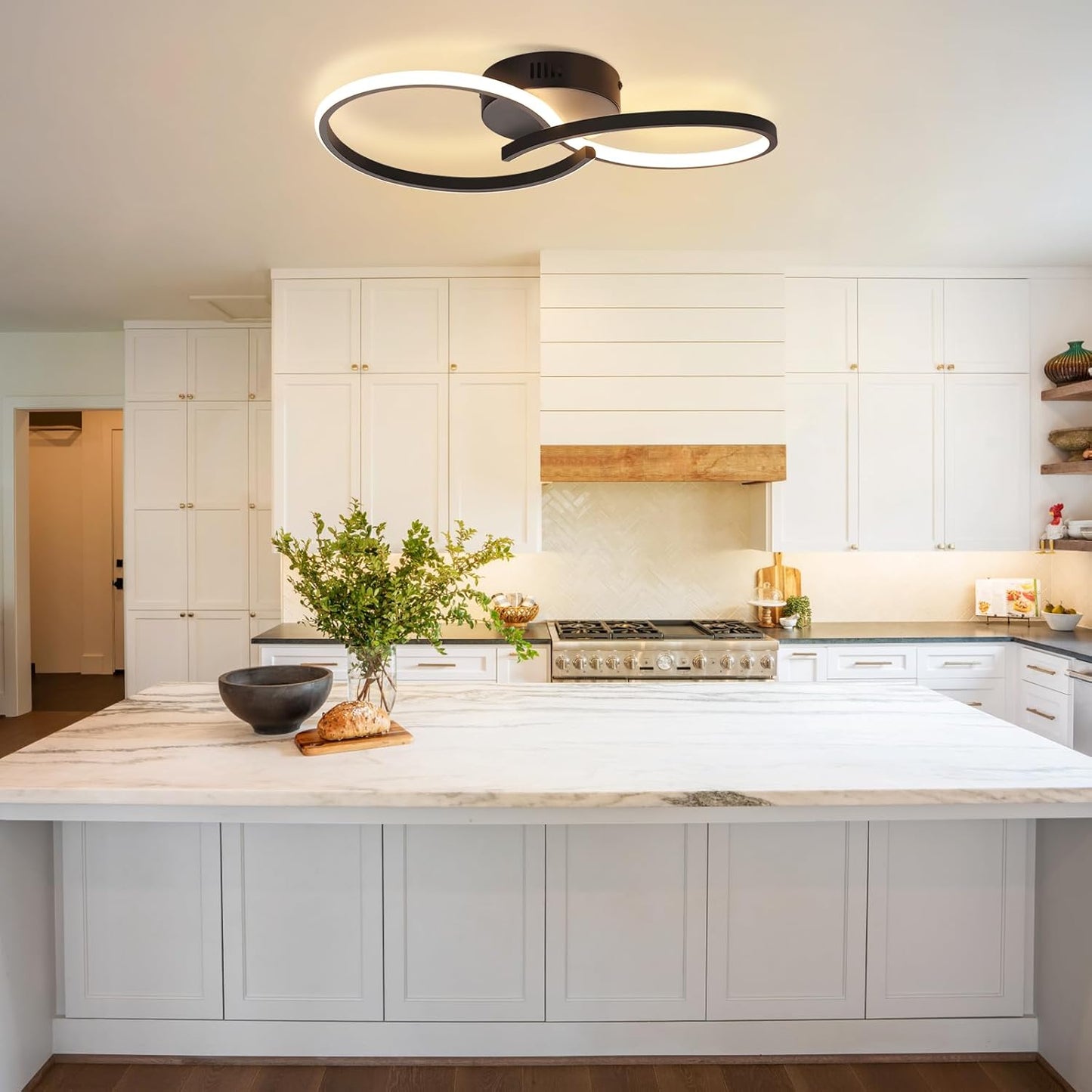 ZMH Deckenleuchte Wohnzimmer Deckenlampe Schlafzimmer: Modern Wohnzimmerlampe Schwarz 12W Design Schlafzimmerlampe Innen 3000K Küchenlampe Warmweiß Deckenbeleuchtung LED für Flur Küche