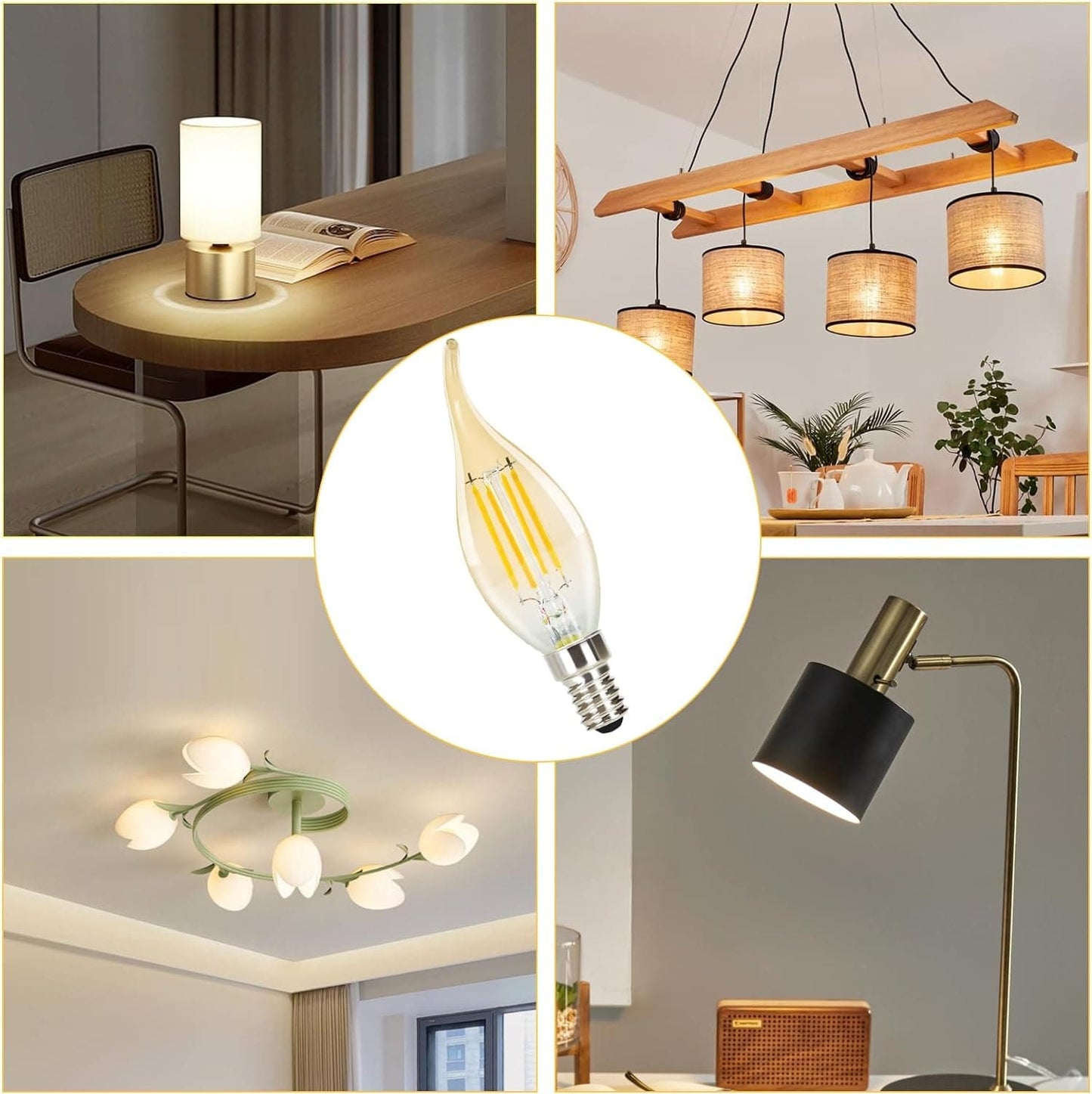 ZMH 6 St¨¹ck LED Gl¨¹hbirne E14 Vintage Lampe - C35L Warmweiss kerze Leuchtmittel Edison Retro Light Bulb 4W Gl¨¹hlampe Filament Birne Glas Antike Energiesparlampe f¨¹r Haus Hotel Bar Caf¨¦ ZMH-Lichtstein