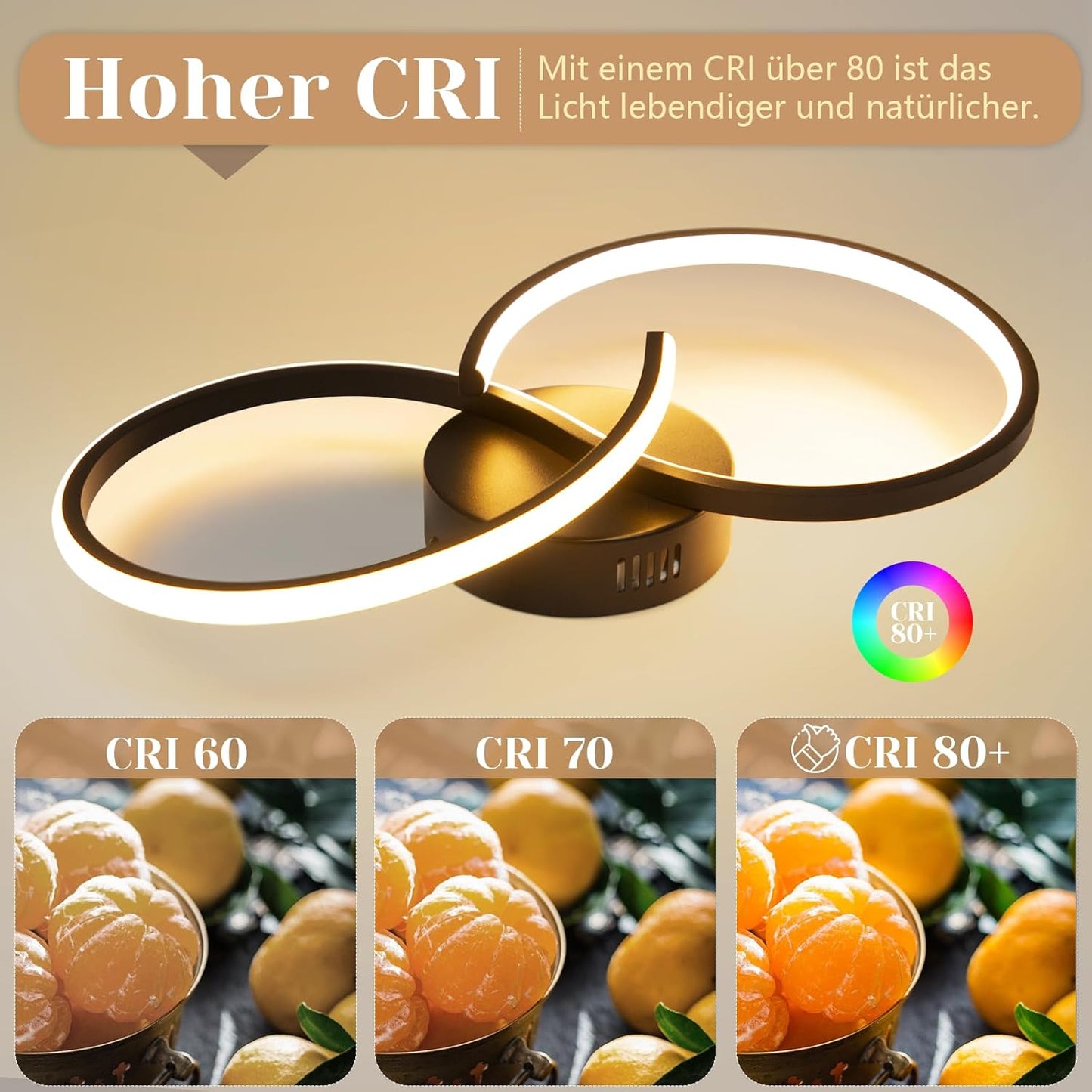 ZMH Deckenleuchte Wohnzimmer Deckenlampe Schlafzimmer: Modern Wohnzimmerlampe Schwarz 12W Design Schlafzimmerlampe Innen 3000K Küchenlampe Warmweiß Deckenbeleuchtung LED für Flur Küche