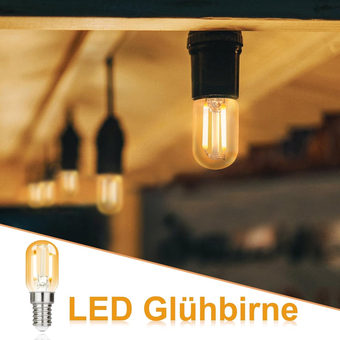 ZMH E14 LED Warmweiss Gl¨¹hbirne: 4 Pack T22 Vintage LED Lampen 2W Retro Edison Sockel Birne 2700K Warmwei? Leuchtmittel Energiesparlampe K¨¹hlschranklampe Light Bulb nicht Dimmbar