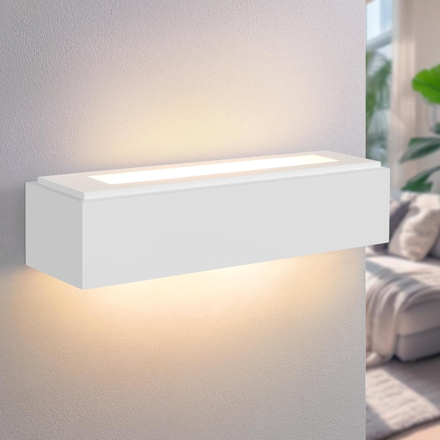 ZMH Wandleuchte Innen Wandlampe Flur - Up and Down Wandleuchten Modern Design G9 Flurlampe Wei? Gipsleuchte Wand Treppenhaus Lampe f¨¹r Wohnzimmer K¨¹che 35.5CM - Ohne Leuchtmittel