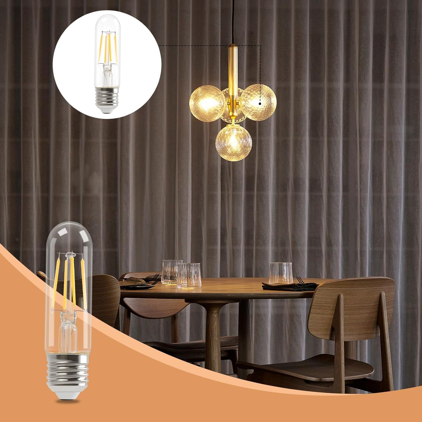 ZMH Gl¨¹hbirne E27 LED Warmweiss - 6er Pack - T30 LED Lampe 4W Edison Vintage Leuchtmittel 2700K Warmwei? Licht Birne Retro Filament Energiesparlampe E27 Sockel Nicht Dimmbar Light Bulbs