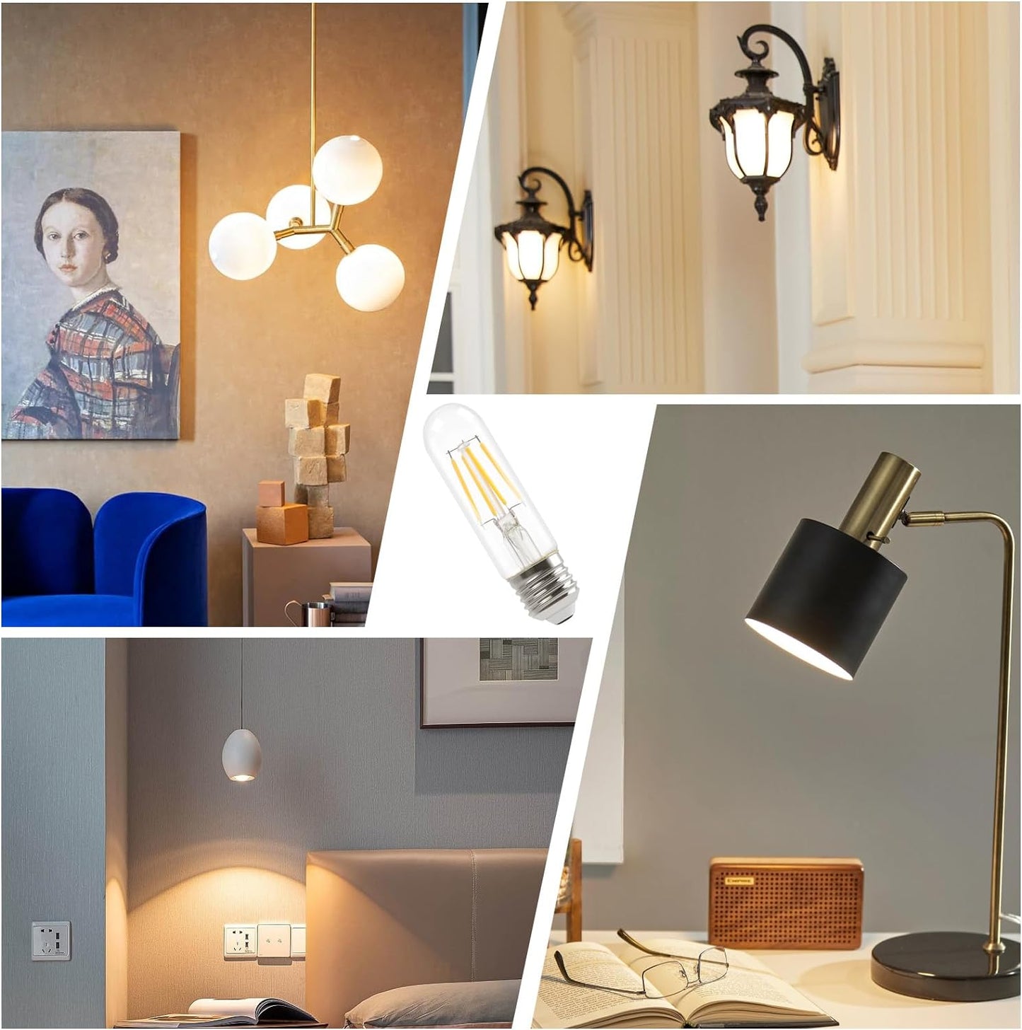ZMH Gl¨¹hbirne E27 LED Warmweiss - 6er Pack - T30 LED Lampe 4W Edison Vintage Leuchtmittel 2700K Warmwei? Licht Birne Retro Filament Energiesparlampe E27 Sockel Nicht Dimmbar Light Bulbs