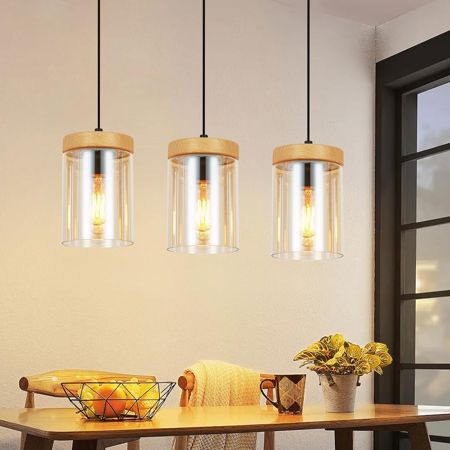 Pendelleuchte Esstisch Esszimmerlampe H?ngend - H?ngelampe Wohnzimmer Glas Esstischlampe Schlafzimmer 3 Flammig E27 H?ngeleuchte Vintage Pendellampe H?henverstellbar f¨¹r K¨¹che(ohne Leuchtmittel)