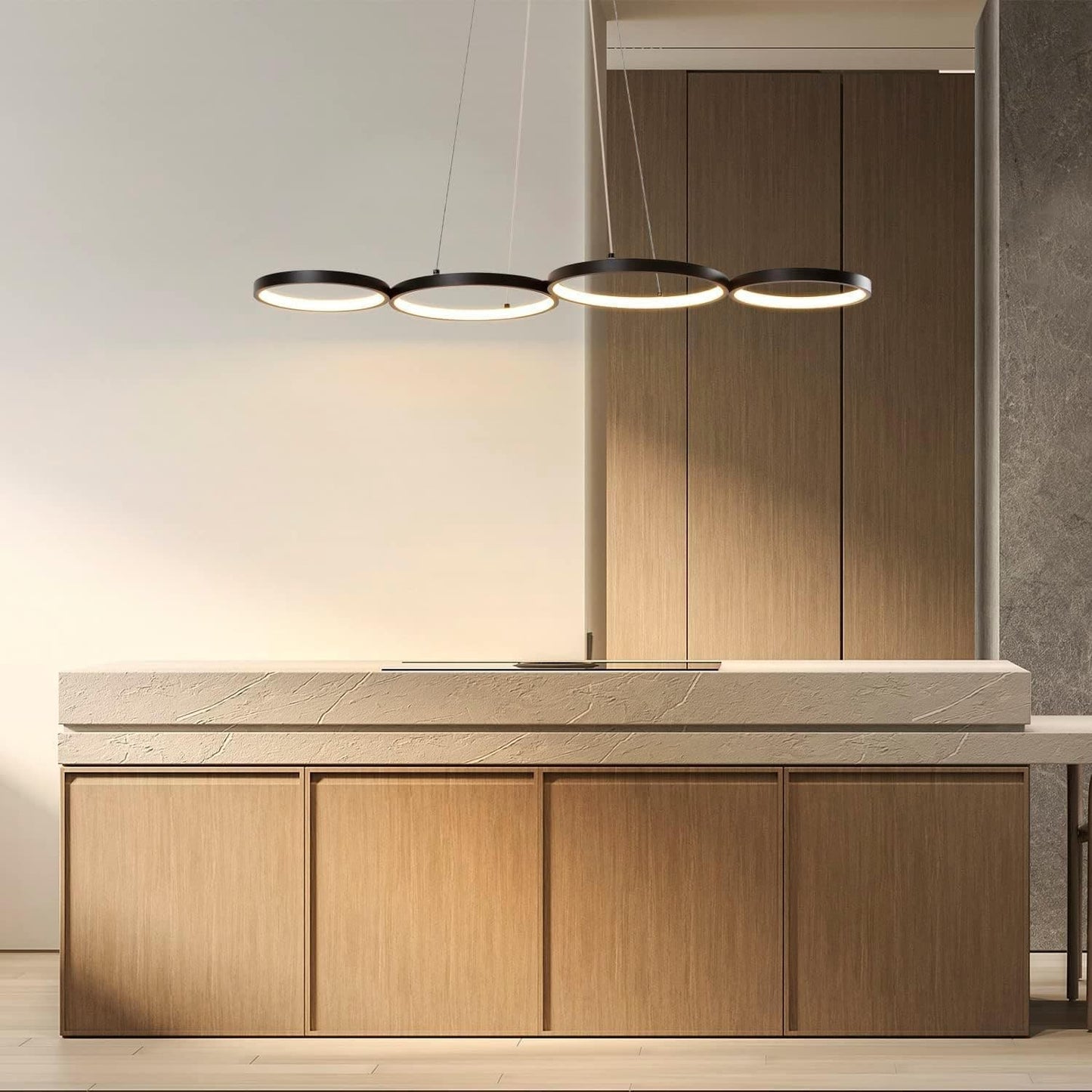 ZMH Pendellampe LED Pendellampe Dimmbar mit Fernbedienung Esstischlampe Esstisch Schwarz H?ngelampe Ring 54W H?henverstellbar Pendelleuchte f¨¹r Wohnzimmer Schlafzimmer Arbeitszimmer B¨¹ro Esszimmer