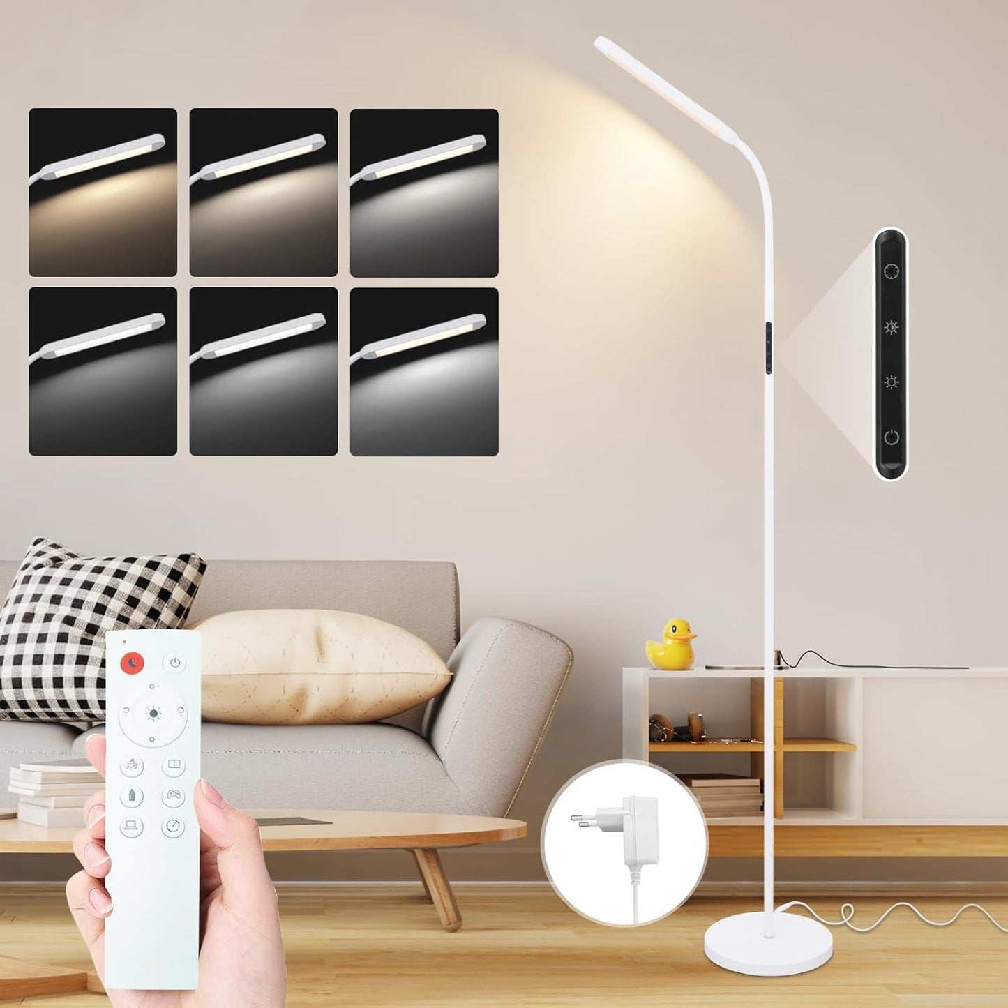 ZMH LED Stehlampe Dimmbar Standleuchte - Standleuchte 11W Wei? 3000K-6500K 5 Farbtemperaturen 5 Helligkeiten Drehbar Leselampe Touch Control 1H Timer Bodenlampe f¨¹r Wohnzimmer Kinderzimmer Sofa