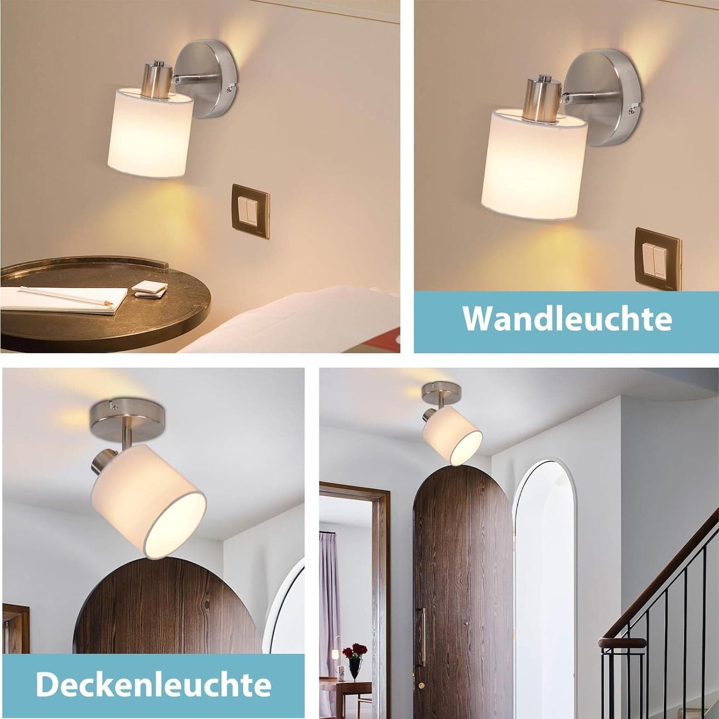 ZMH Deckenleuchte 1 Flammig Deckenlampe Flur - Deckenstrahler Modern Deckenspot Silber Wandstrahler Schwenkbar 350¡ã E14 MAX.40W lampe f¨¹r Wohnzimmer Schlafzimmer K¨¹che