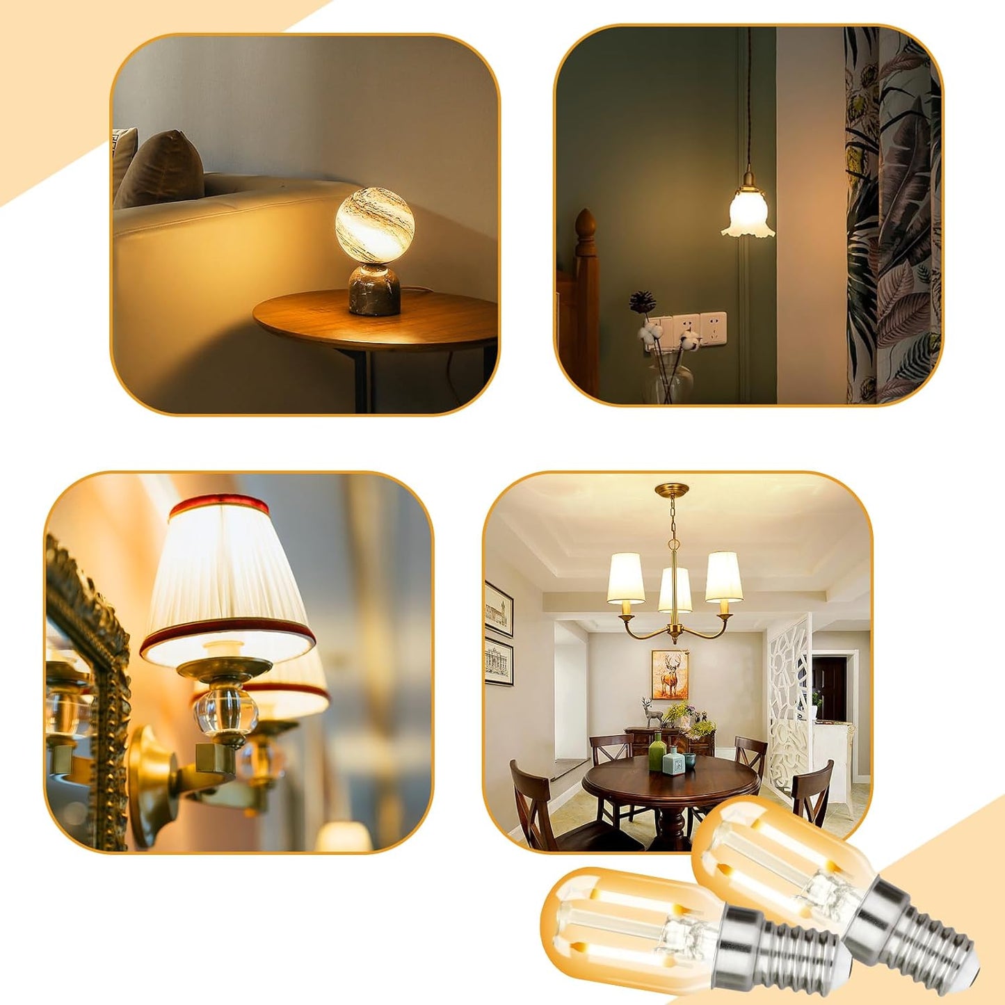 ZMH E14 LED Warmweiss Gl¨¹hbirne: 4 Pack T22 Vintage LED Lampen 2W Retro Edison Sockel Birne 2700K Warmwei? Leuchtmittel Energiesparlampe K¨¹hlschranklampe Light Bulb nicht Dimmbar