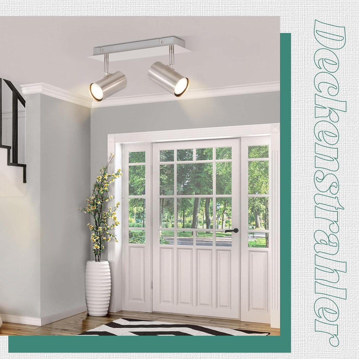 ZMH LED Deckenleuchte 2 Flammig GU10 - Deckenstrahler Schwenkbar 330¡ã Nickel Flur Deckenlampe Innen Modern Deckenspots Wandstrahler f¨¹r K¨¹che, Schlafzimmer, Wohnzimmer, Ohne Leuchtmittel
