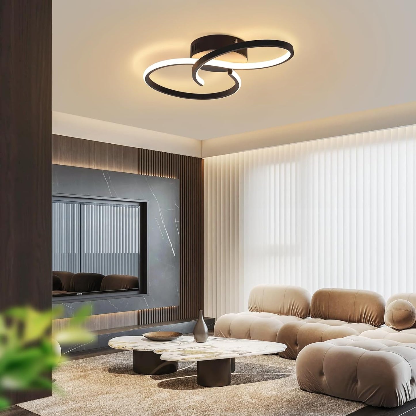 ZMH Deckenleuchte Wohnzimmer Deckenlampe Schlafzimmer: Modern Wohnzimmerlampe Schwarz 12W Design Schlafzimmerlampe Innen 3000K Küchenlampe Warmweiß Deckenbeleuchtung LED für Flur Küche