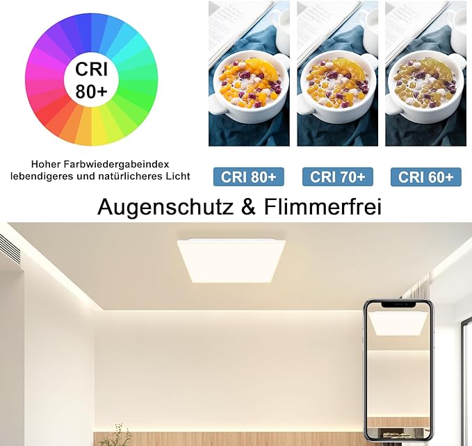 ZMH LED Deckenleuchte Dimmbar Fernbedienung -18W RGB Farbwechsel Deckenlampe Eckig 30CM Flach LED Panel 3000K-6500K f¨¹r Schlafzimmer Kinderzimmer K¨¹che Wohnzimmer Badezimmer