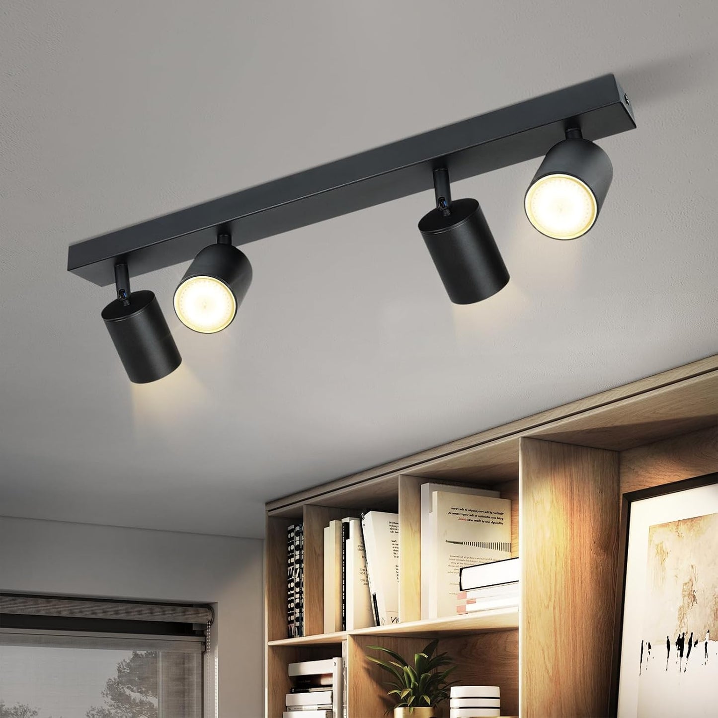 ZMH Deckenstrahler 4 Flammig Deckenlampe Wohnzimmer: Modern Deckenleuchte Strahler GU10 Schwarz Flur Schwenkbar Deckenspot K¨¹chenlampe Innen LED Spot f¨¹r K¨¹che Schlafzimmer Ohne Leuchtmittel