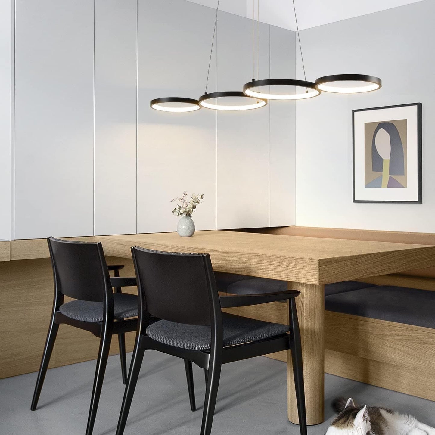 ZMH Pendellampe LED Pendellampe Dimmbar mit Fernbedienung Esstischlampe Esstisch Schwarz H?ngelampe Ring 54W H?henverstellbar Pendelleuchte f¨¹r Wohnzimmer Schlafzimmer Arbeitszimmer B¨¹ro Esszimmer