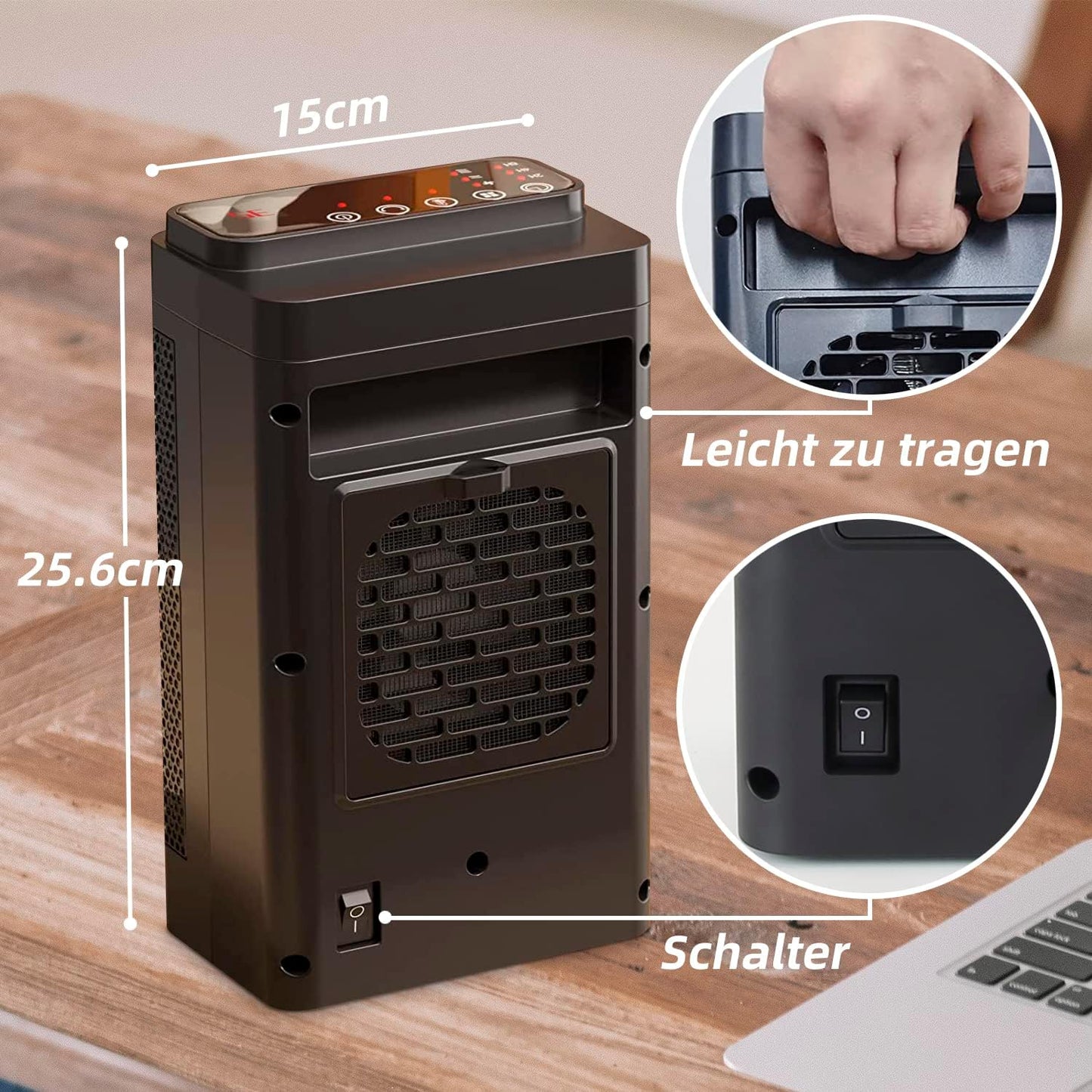 Heizl¨¹fter, energiesparend und leise, mit Thermostat ¨C Keramikheizung, 1500 W, elektrische Heizung, PTC-Elektroheizung mit Fernbedienung, 12-Stunden-Timer, ¨¹berhitzungs- und Kippschutz, 70¡ã-Oszillation