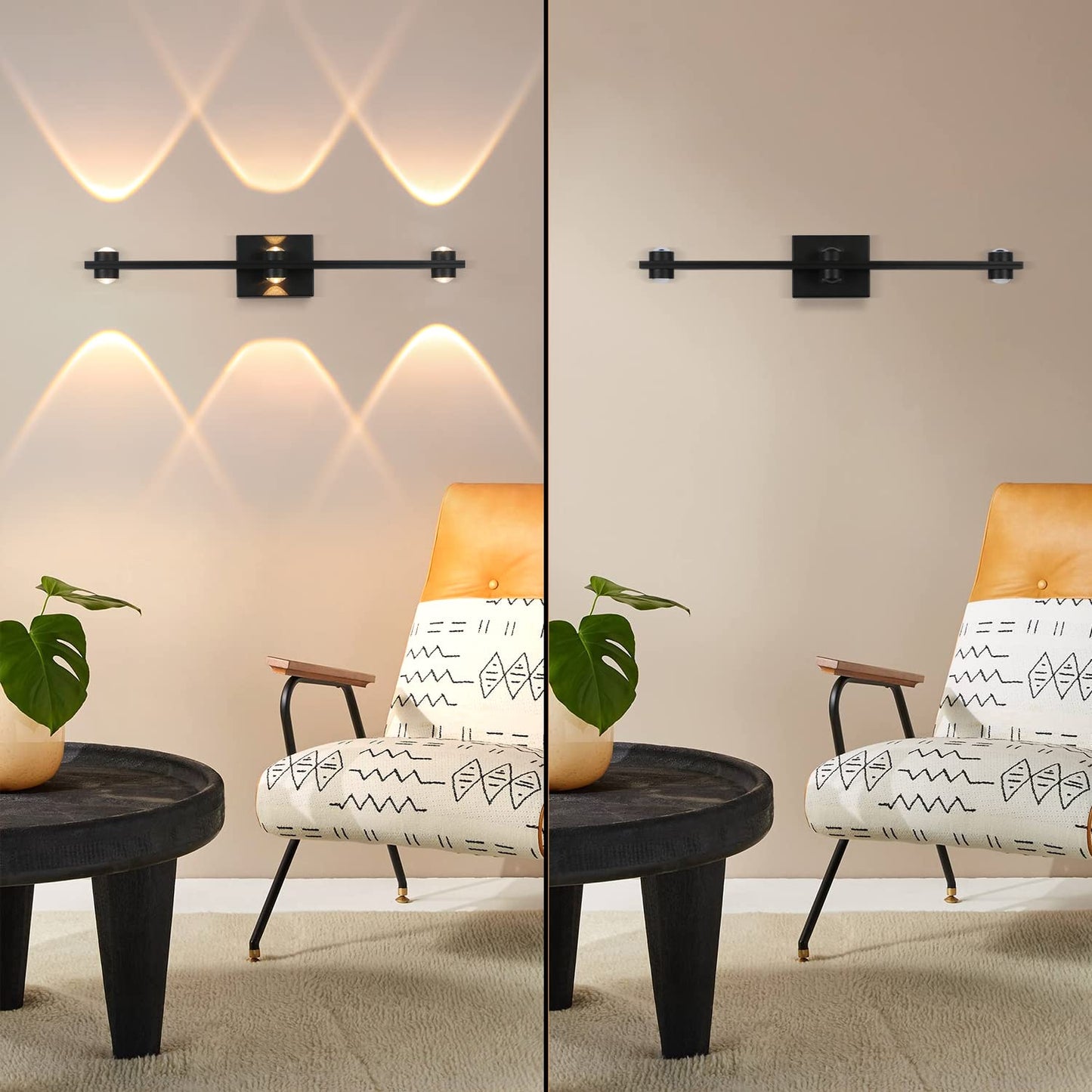 ZMH LED Wandleuchte innen schwarz Wandlampe - 7W Modern Treppenhaus Wandbeleuchtung 3000K Warmwei? Up Down Spotlich Wohnzimmer Wandlicht Flurlampe aus Metall Wanddeko f¨¹r Schlafzimmer Kinderzimmer