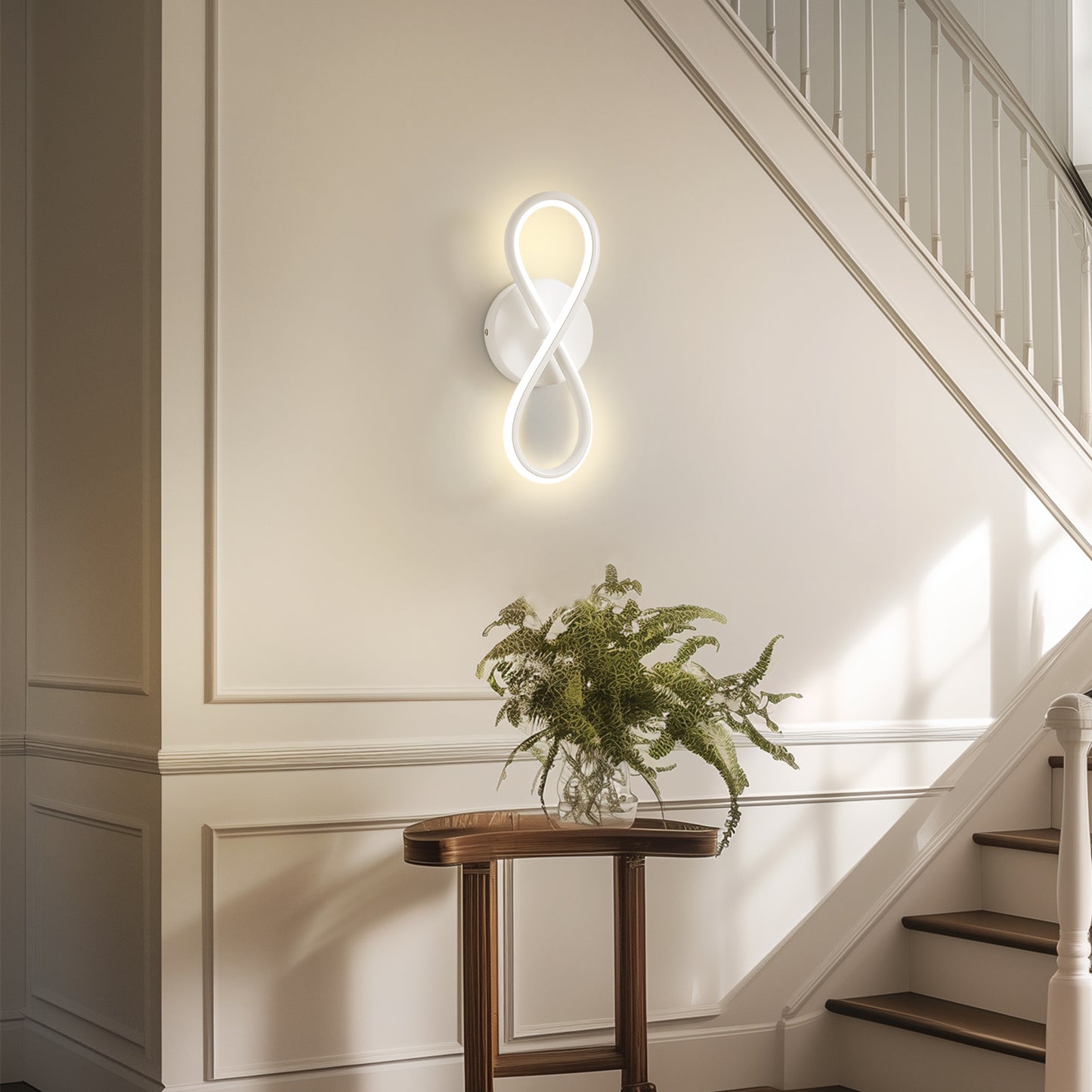 ZMH Wandleuchte Innen LED Wandlampe Modern: Wand Lampe f¨¹r Treppenhaus Schlafzimmer Wohnzimmer Korridor K¨¹hles Design 7W Kurvendesign Dekorativ Wei? Wandleuchten Warmwei? 3000K