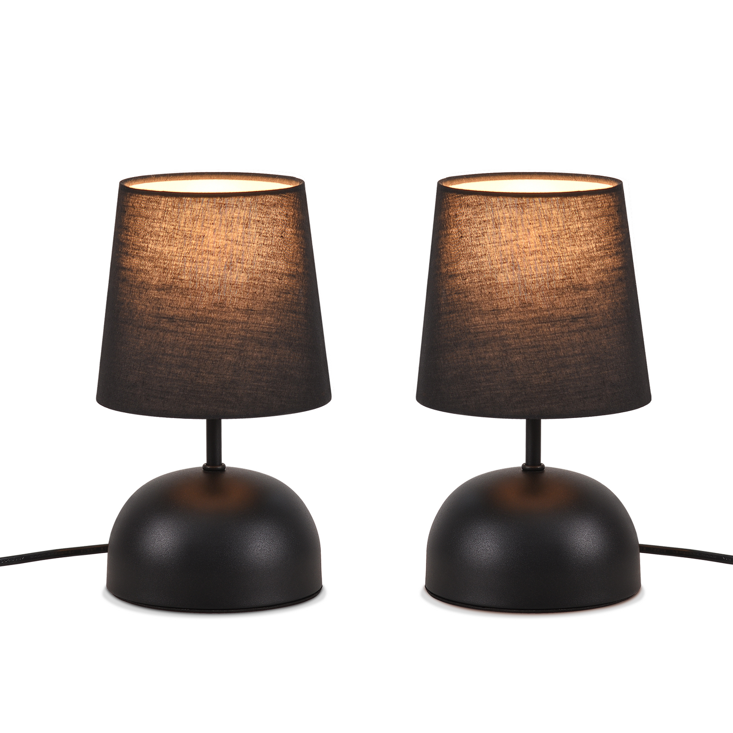 Nachttischlampe 2er Set Tischlampe mit Kabel - Tischleuchte Schwarz Klein Nachtlampe Schlafzimmer Stoff Bettlampe Modern Design Schreibtischlampe f¨¹r Wohnzimmer B¨¹ro Bett Tisch Fenster Hotel