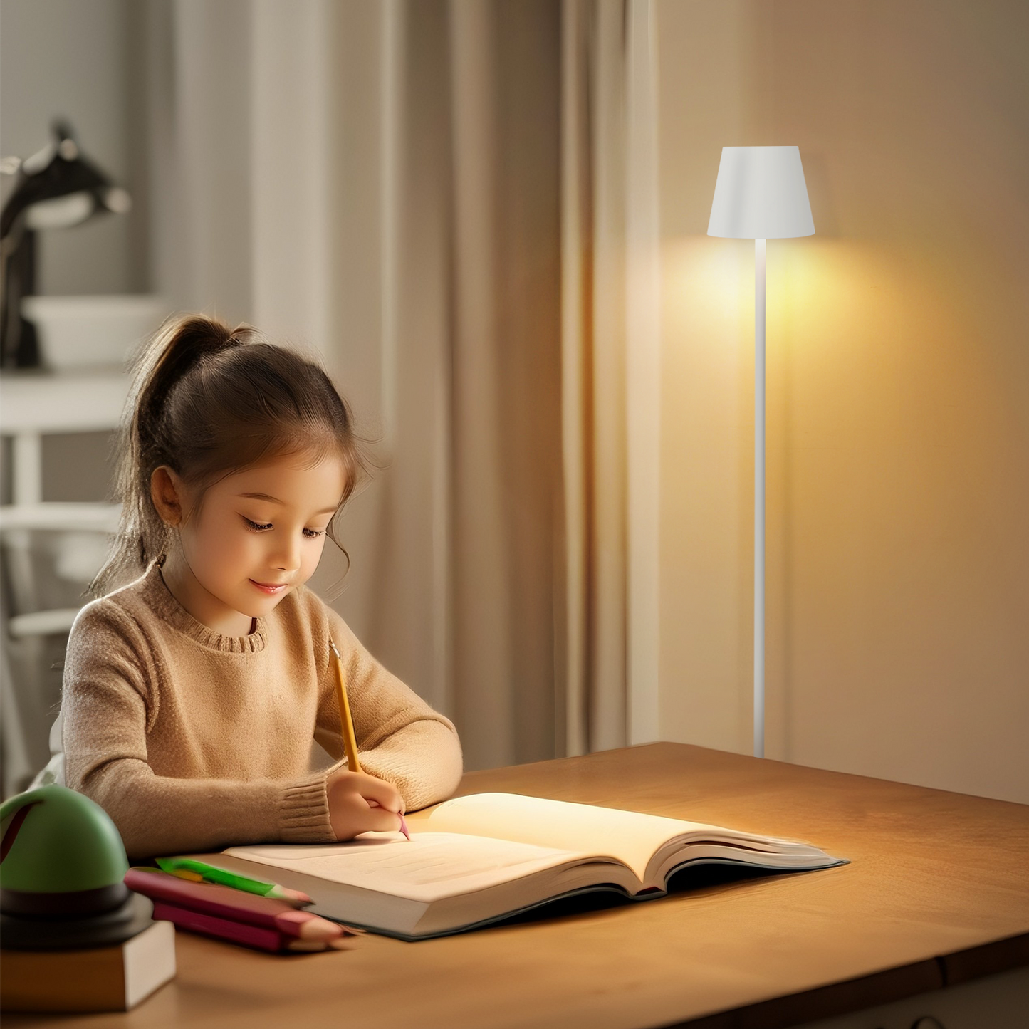 ZMH Stehlampe Wohnzimmer LED Dimmbar Stehleuchte - Modern USB Akku Standleuchte Lampe mit 3 Farbtemperaturen Wei? Stehlampe f¨¹r Schlafzimmer Arbeitszimmer und B¨¹ro 125 cm