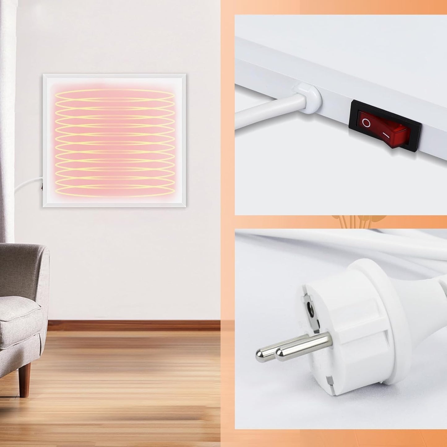 ZMH Infrarotheizung Energiesparend Infrarot Wandheizung - 350W Heizung Elektrisch Wandmontage Elektroheizung Wand Badezimmer mit Überhitzungsschutz Heizkörper Infrarotheizkörper Infrared Heater