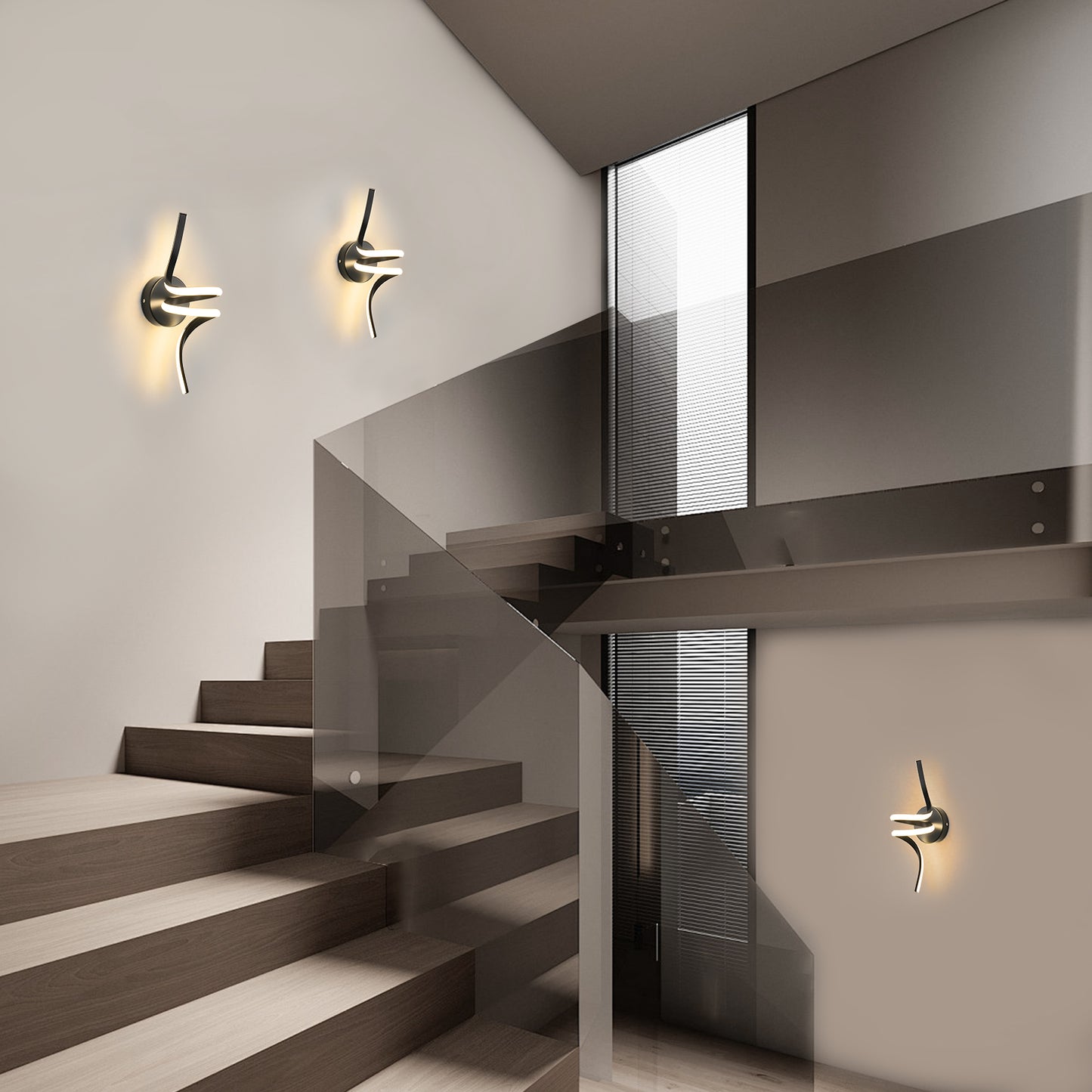 ZMH Wandlampe Innen LED Wandleuchte Schwarz: Wand Lampe f¨¹r Treppenhaus Flur Wohnzimmer Schlafzimmer Balkon Modern Design Aluminium Wandbeleuchtung - 7W Warmwei? 3000K