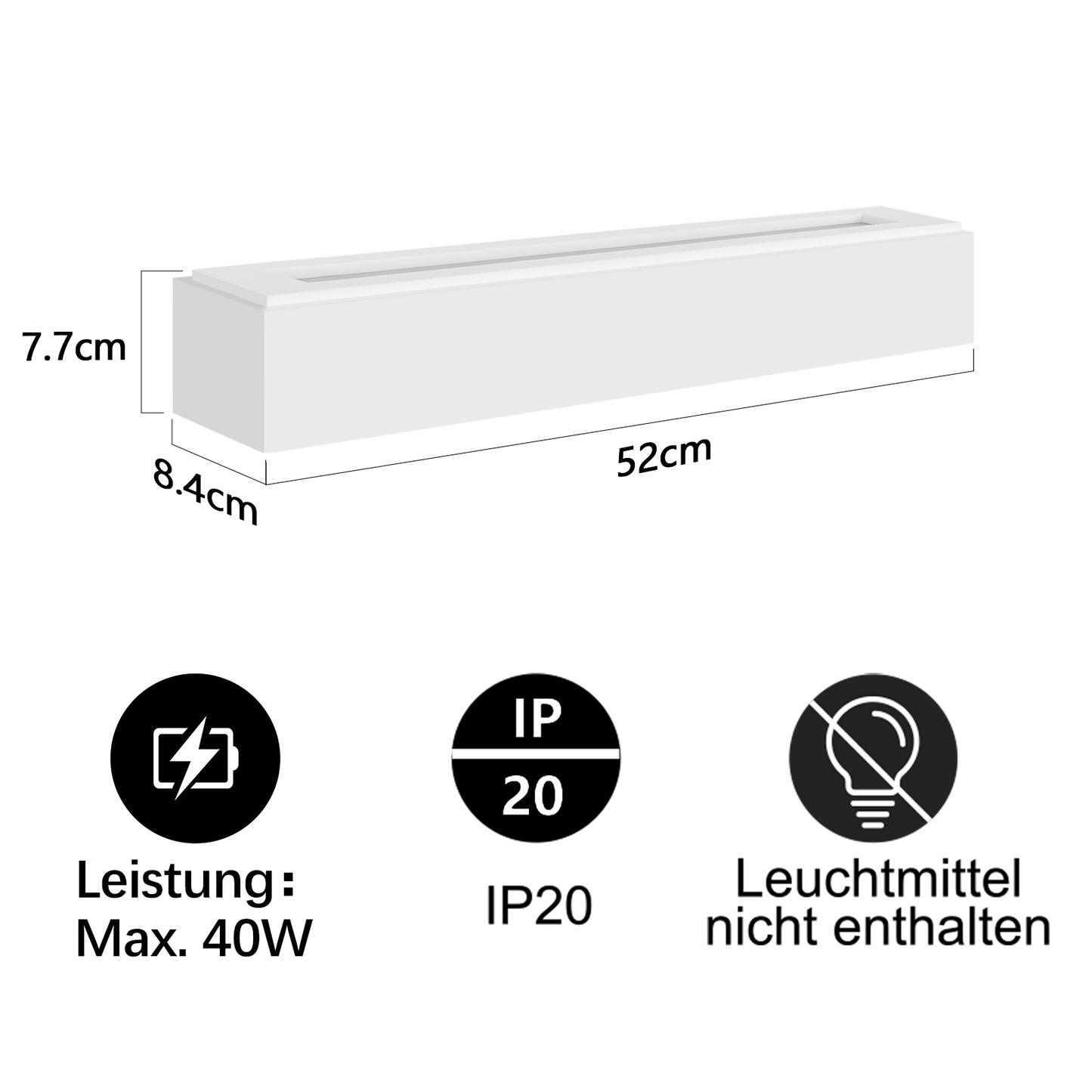 ZMH Wandleuchte Innen Wandlampe Flur - Up and Down Wandleuchten Modern Design G9 Flurlampe Wei? Gipsleuchte Wand Treppenhaus Lampe f¨¹r Wohnzimmer K¨¹che 52CM - Ohne Leuchtmittel
