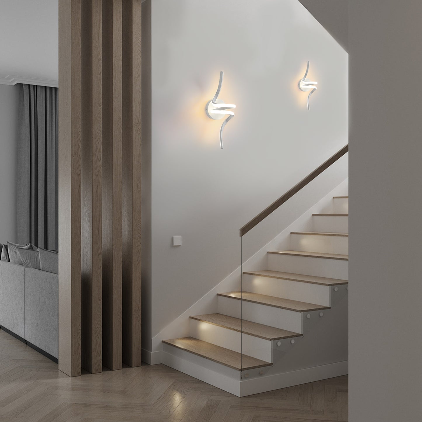 ZMH Wandlampe Innen LED Wandleuchte Modern: Wand Lampe f¨¹r Treppenhaus Flur Wohnzimmer Schlafzimmer Balkon Wei? Design Aluminium Wandbeleuchtung - 7W Warmwei? 3000K
