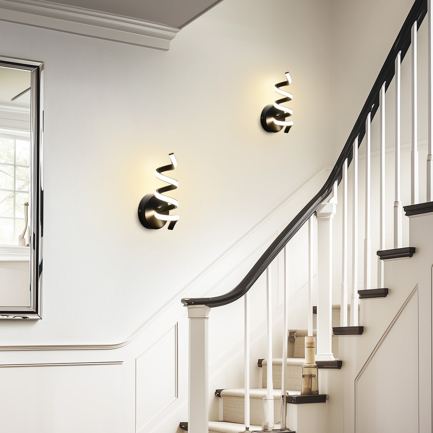 ZMH Wandleuchte Innen LED Schwarz Wandlampe: Treppenhaus Flur Wohnzimmer Schlafzimmer Badezimmer Modern Design Wand Lampe 7W Wandleuchten Warmwei? 3000K