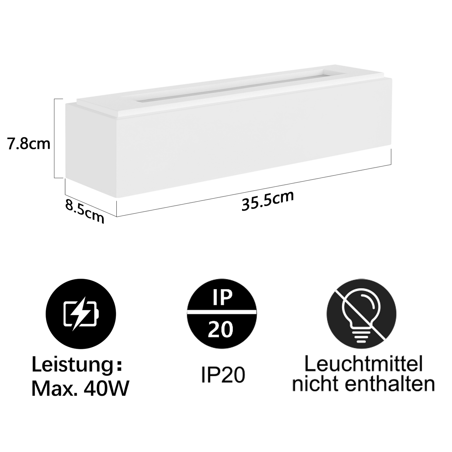 ZMH Wandleuchte Innen Wandlampe Flur - Up and Down Wandleuchten Modern Design G9 Flurlampe Wei? Gipsleuchte Wand Treppenhaus Lampe f¨¹r Wohnzimmer K¨¹che 35.5CM - Ohne Leuchtmittel