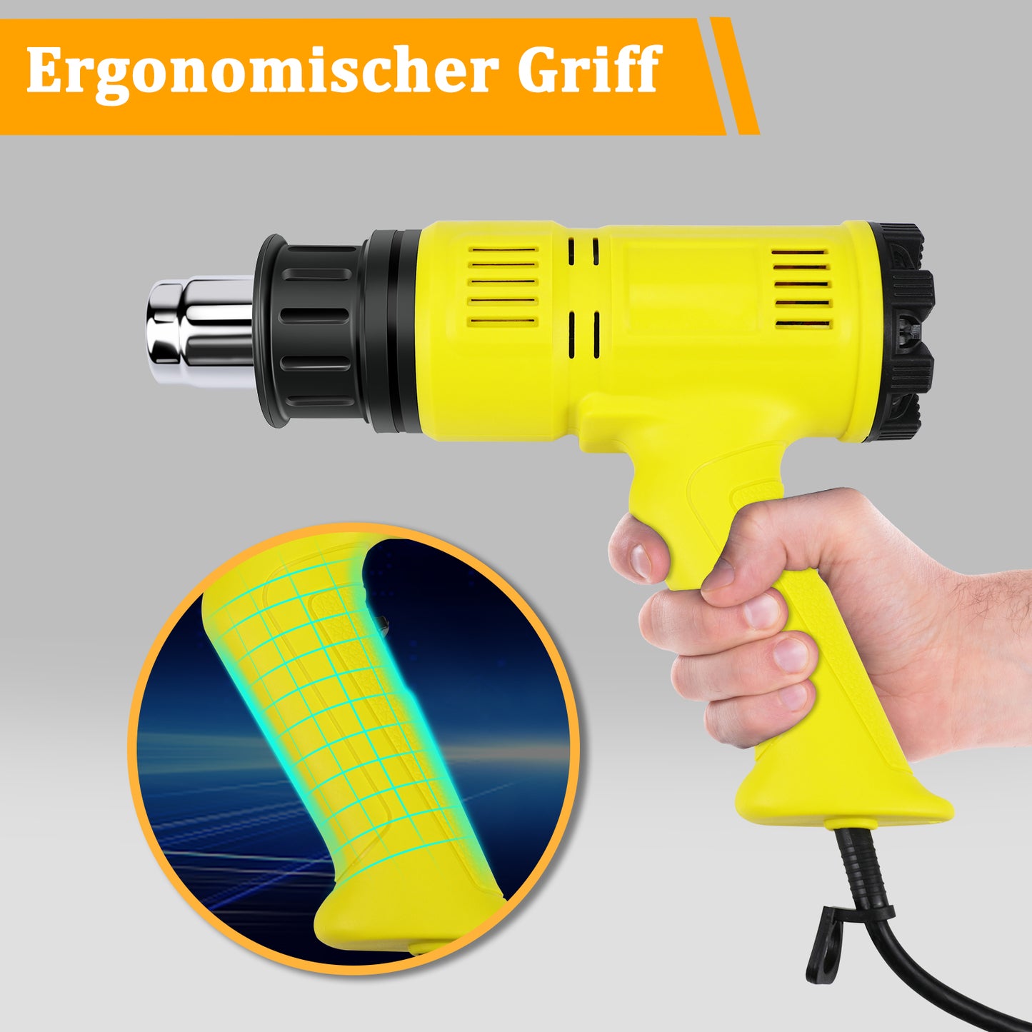 ZMH Hei?luftf?n 2000W Hei?luftpistole Regelbar - Heissluftf?hn Kit 60¡æ- 600¡æ Heissluftpistole Stufenlos Temperaturregler Hei?luftgebl?se heat gun zum L?ten,Kerzen,Basteln,Schrumpfschlauch